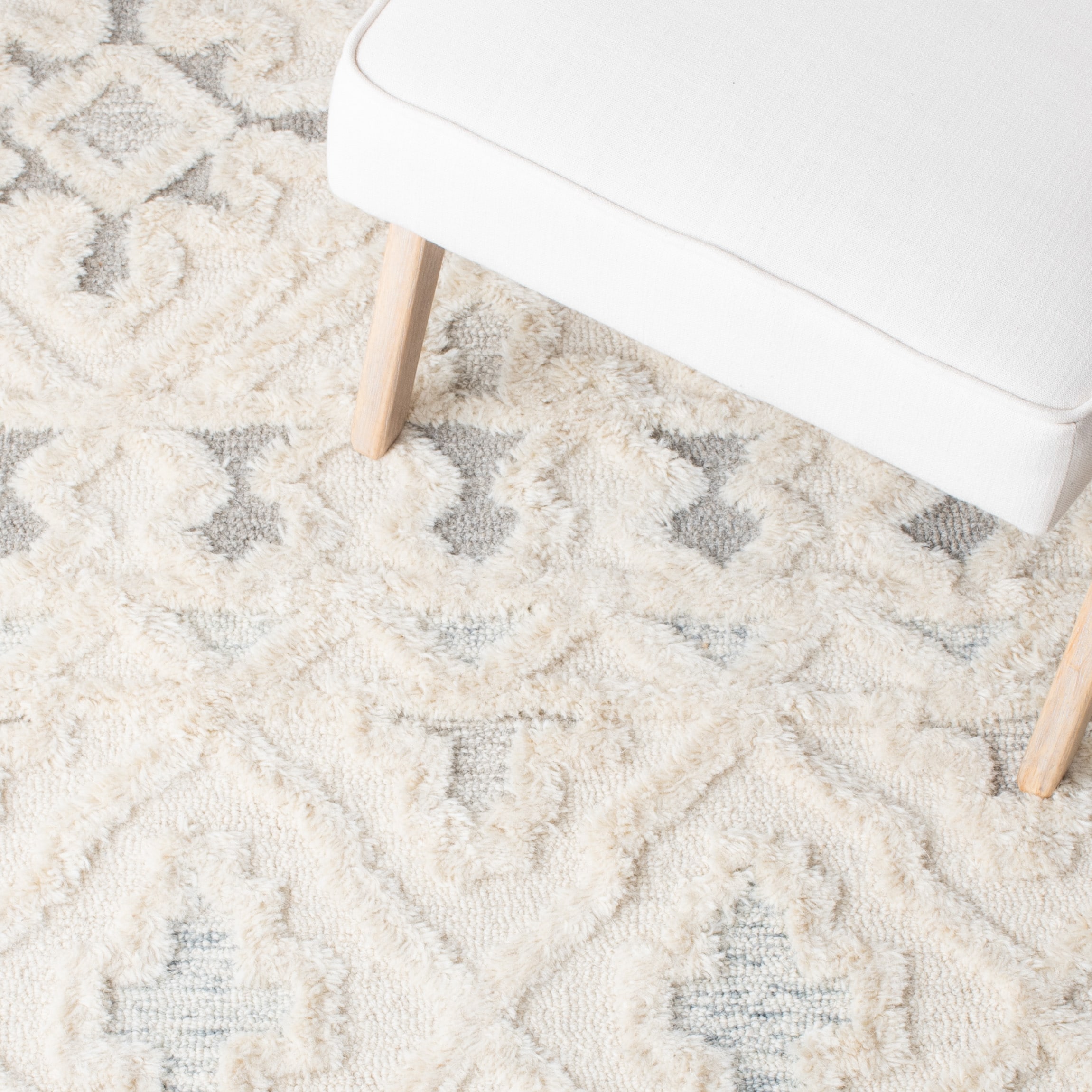Ivory Elegance Square Hand-Tufted Wool Area Rug - 6'