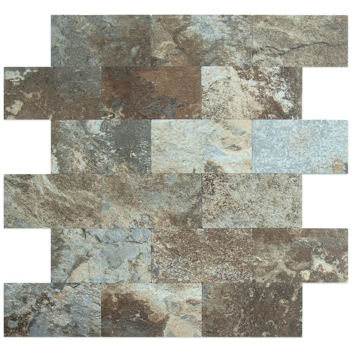Luupatchy Beige Brown Slate PVC Peel and Stick Backsplash Tile 12 in x 12 in Self Adhesive Wall Tile for Kitchen and Bathroom 10-Pack Covers 8.3 Sq Ft