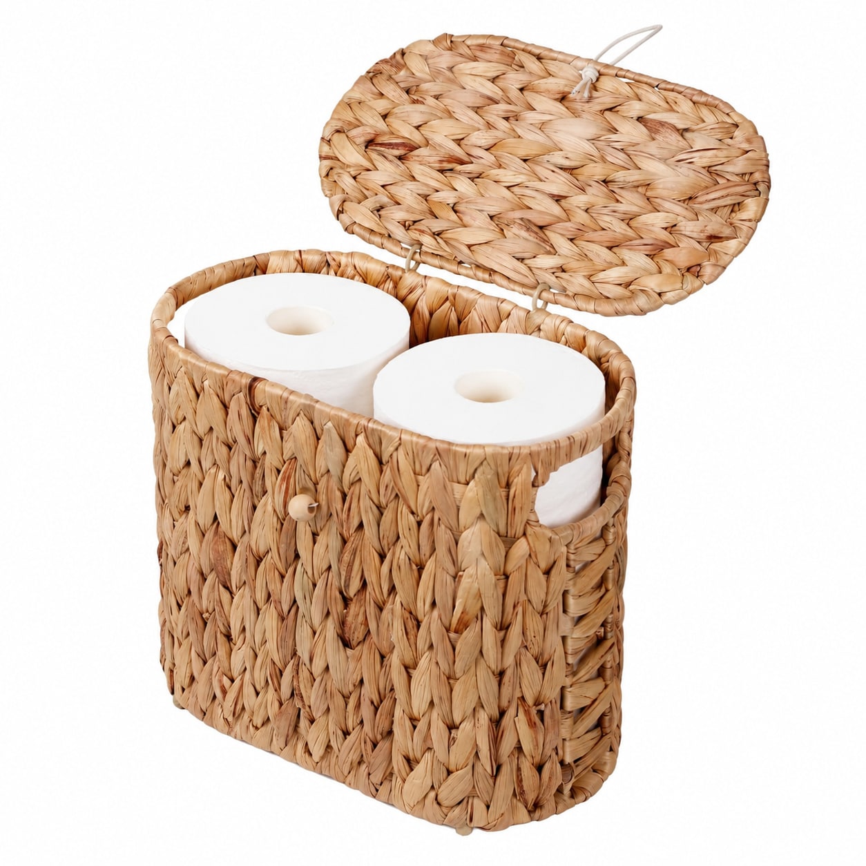Paradigms Interiors Water Hyacinth Toilet Paper Storage Basket With Lid Holds 4 Mega Rolls #514068539902