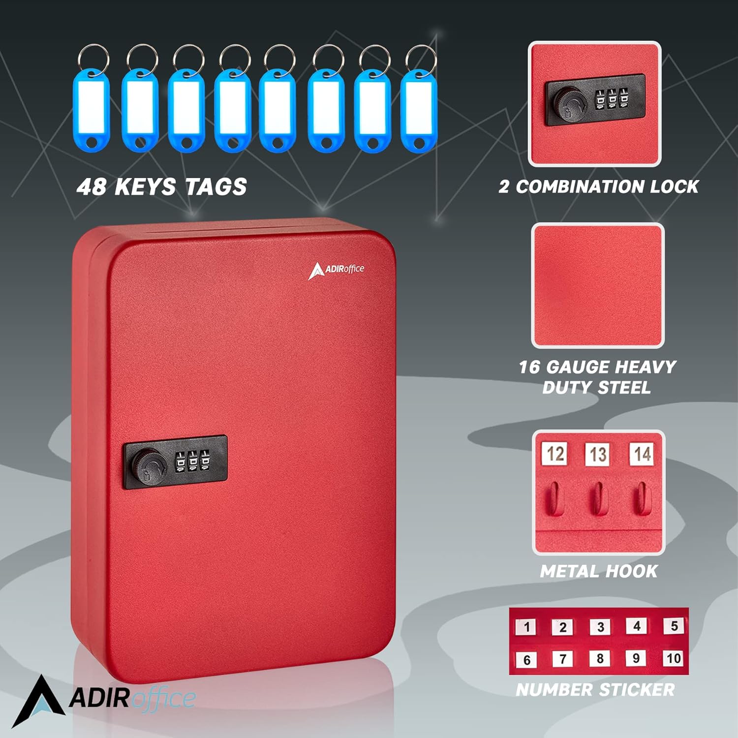 AdirOffice 682-48-RED-689-PKG Key-Safes - View #4