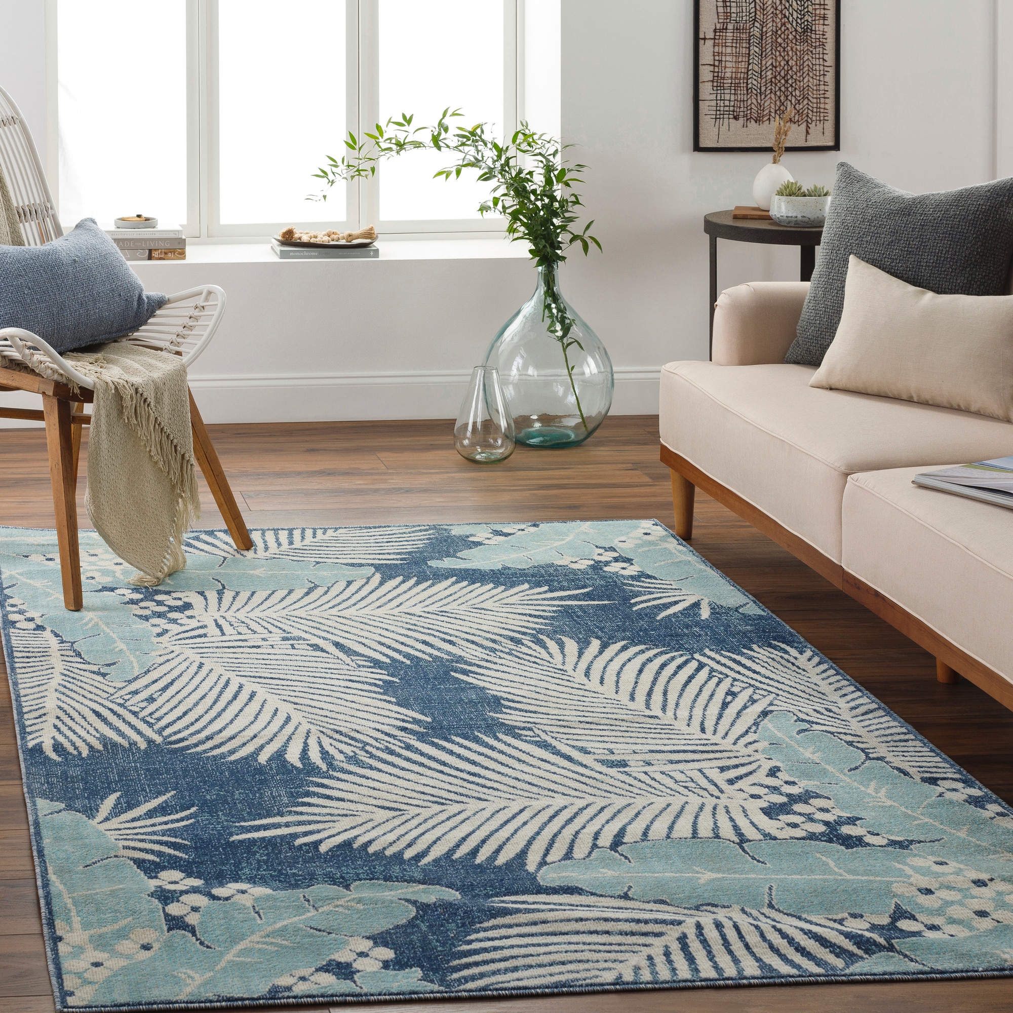 Livabliss BDM2345-71010 Becki Owens Bodrum 8 x 10 (ft) Polypropylene Blue/white Rectangular Indoor/Outdoor Floral/Botanical Coastal Area rug