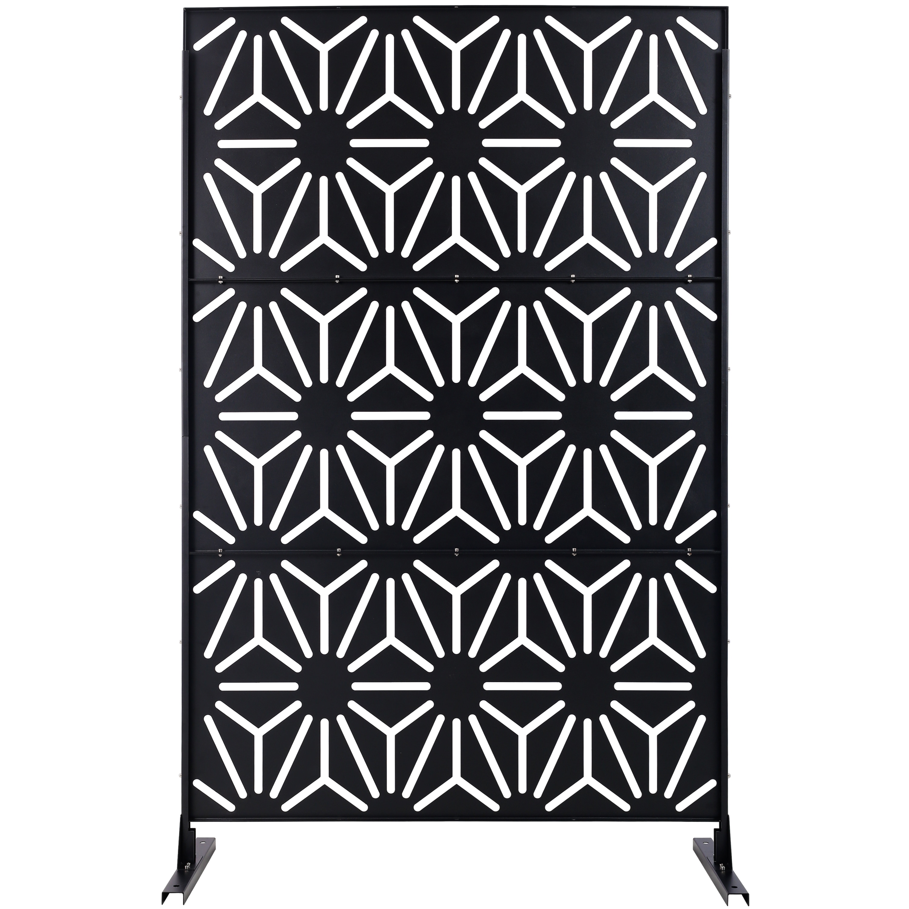 CESICIA - Room Dividers 3 -Panel Black Metal Contemporary/Modern Style Room Divider