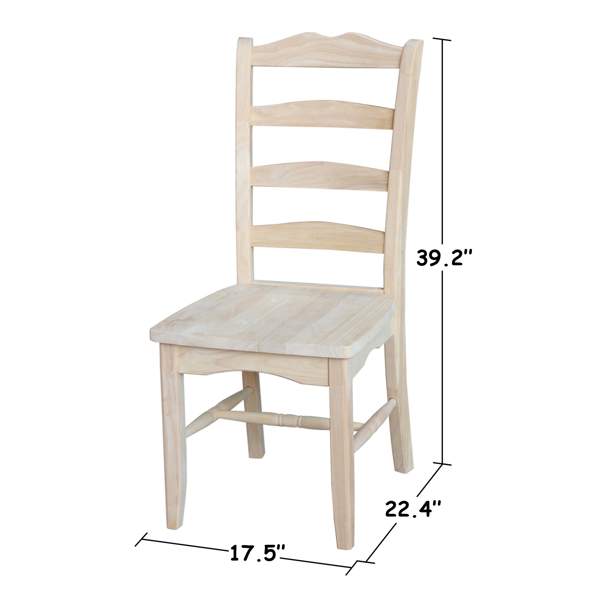 Unfinished Solid Wood Ladderback Dining Chairs (Set of 2)