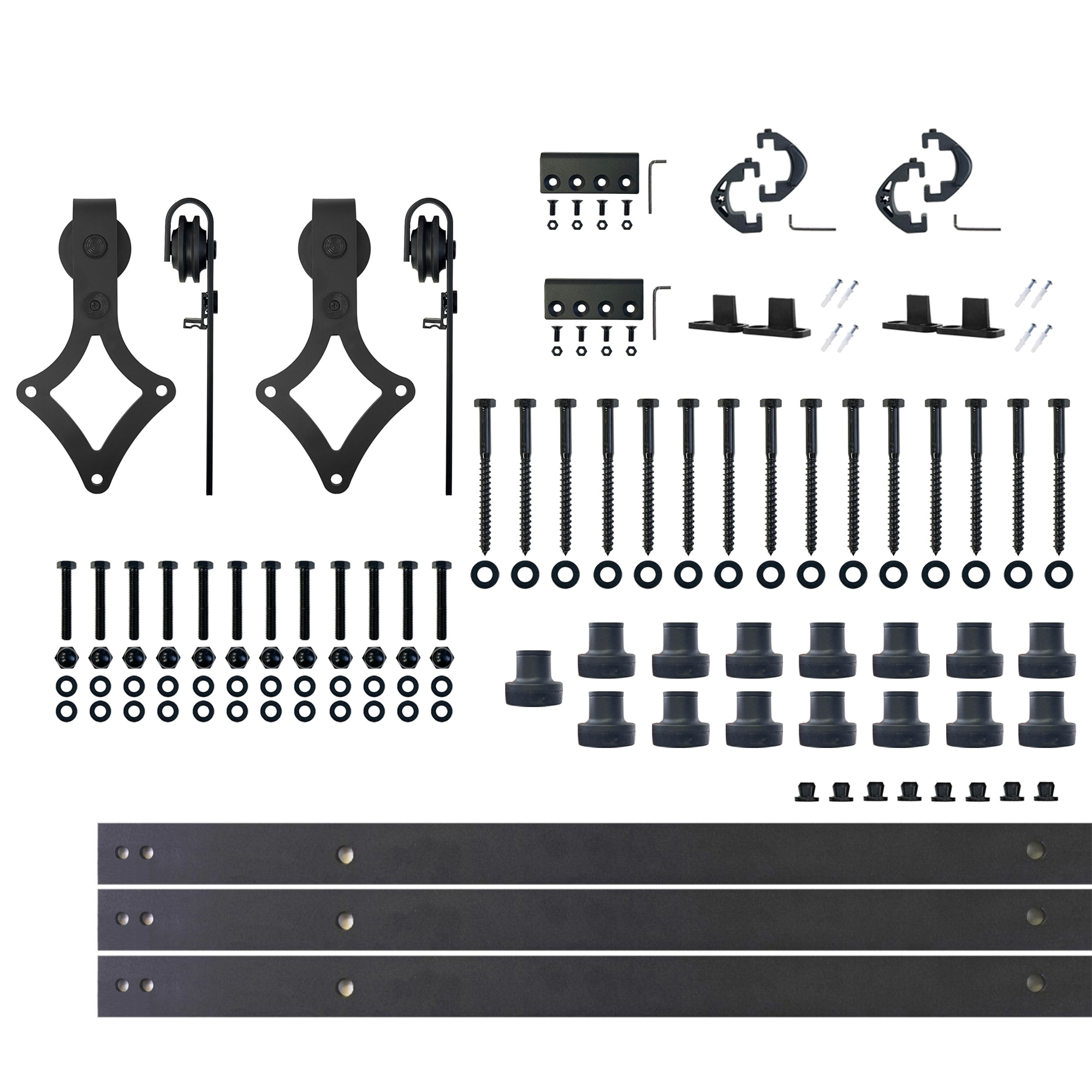 HOMACER LX2TGH216C 216-in Rustic black Black Indoor Diamond Double Barn door hardware kit