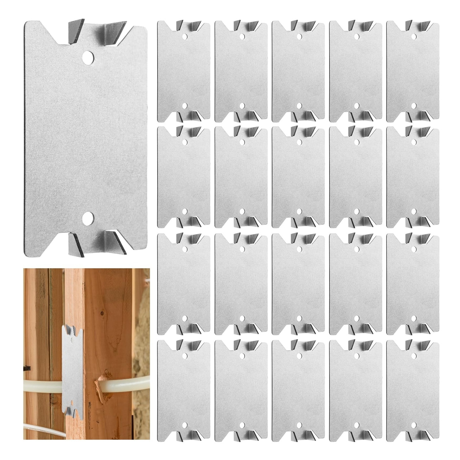Phyfalip  100PCS Nail Plates for Wood Studs 1.5 by 2.5 Inch Cable Wire Protector Plate Nail Stud Guards for Plumbing and Wiring Protection