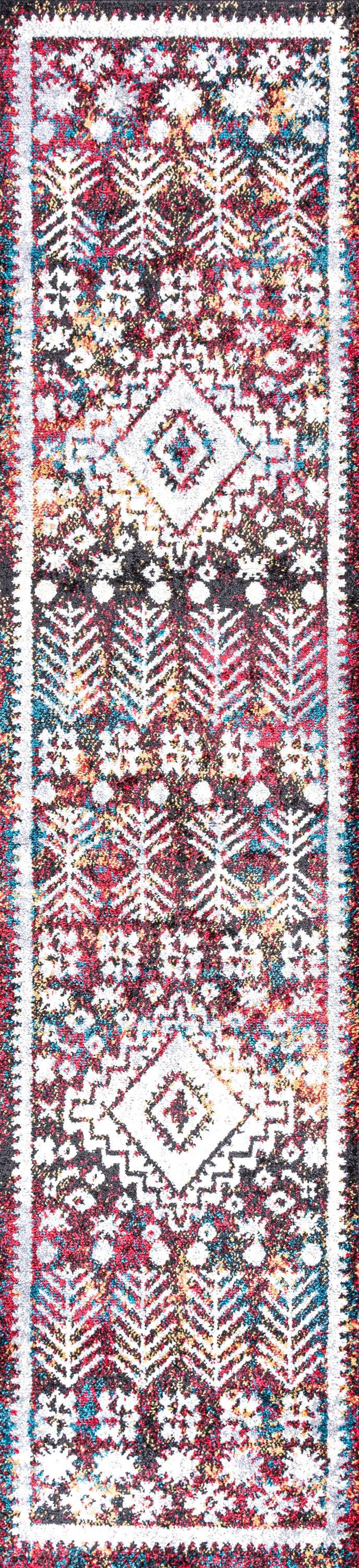 Dhiya Distressed Multicolor Kilim 2 x 8 Runner Rug