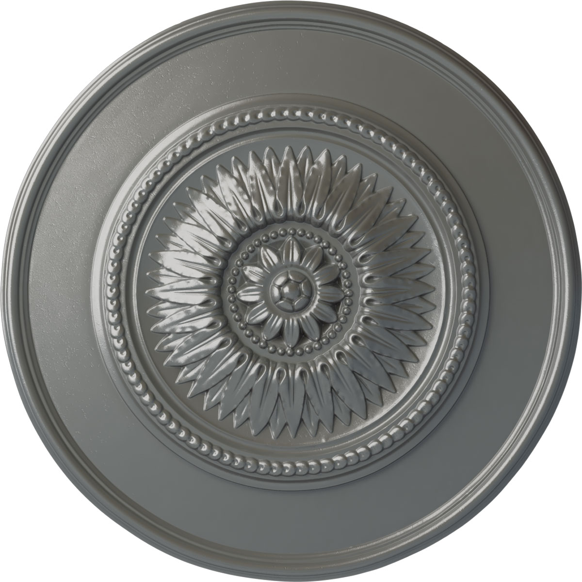 Ekena Millwork CM23FLSLS Floral 23.5-in W x 23.5-in L Painted Silver Polyurethane Whole Ceiling Medallion