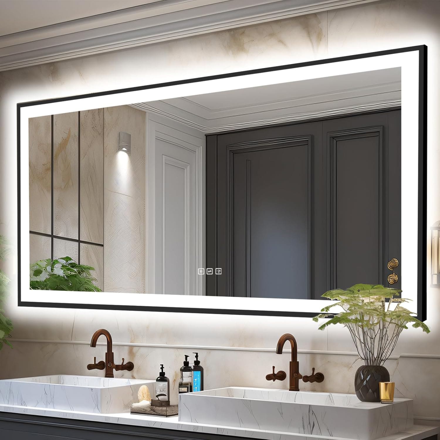 waterpar 84-in x 32-in Framed Rectangle Dimmable LED Lighted