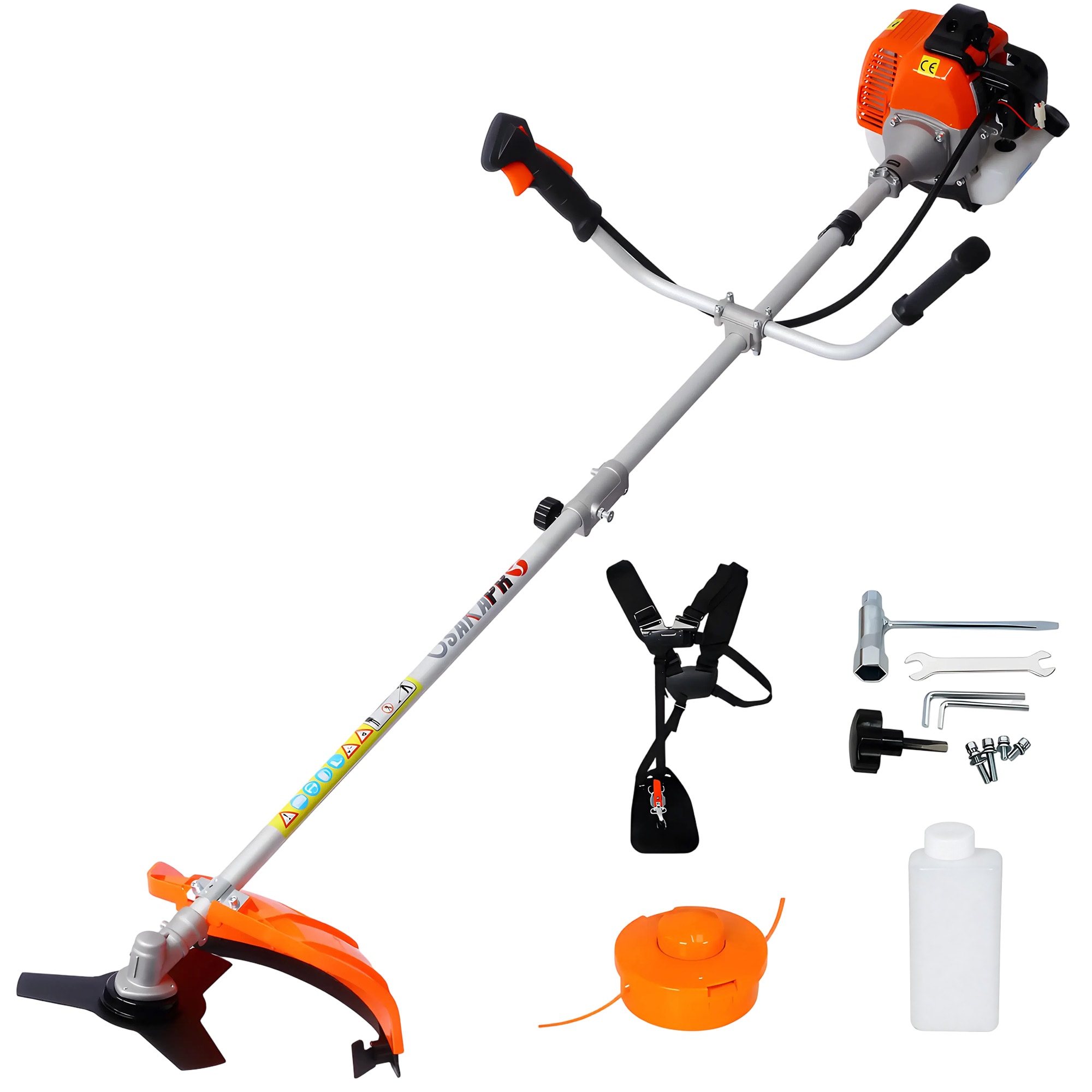 Tatayosi - 52 cc 2 in 1 Gas String Trimmer with 18 in Cutting Head 10 in Brush Cutter Shoulder St...