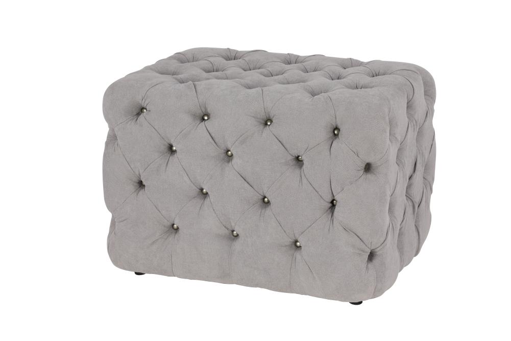 Grayson Lane 90665 Modern Light Gray Tufted Cotton Rectangle Ottoman
