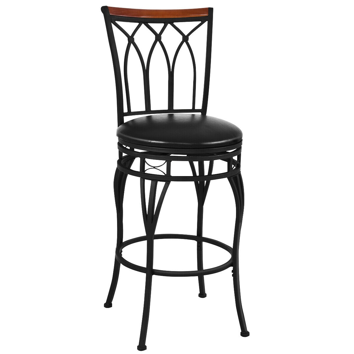 CASAINC WF-HW65678-LA Black 24-in H Adjustable height Upholstered Metal Bar Stool Back