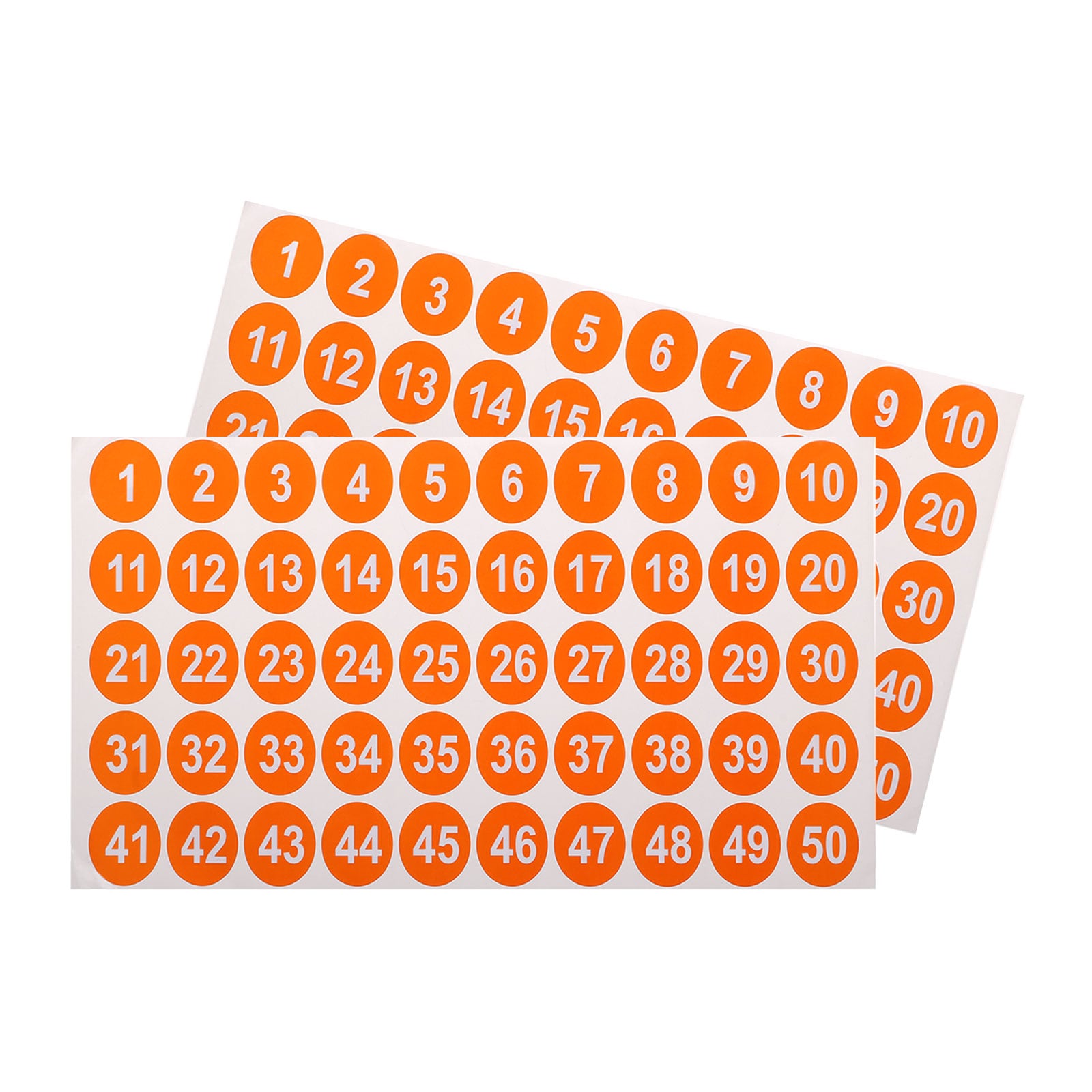 Unique Bargains 2 Sheets Round Number Stickers 1-50 Vinyl Consecutive Number Labels Self-Adhesive Number Decal for Office Classroom Box Storage Orange(1 inch Each)