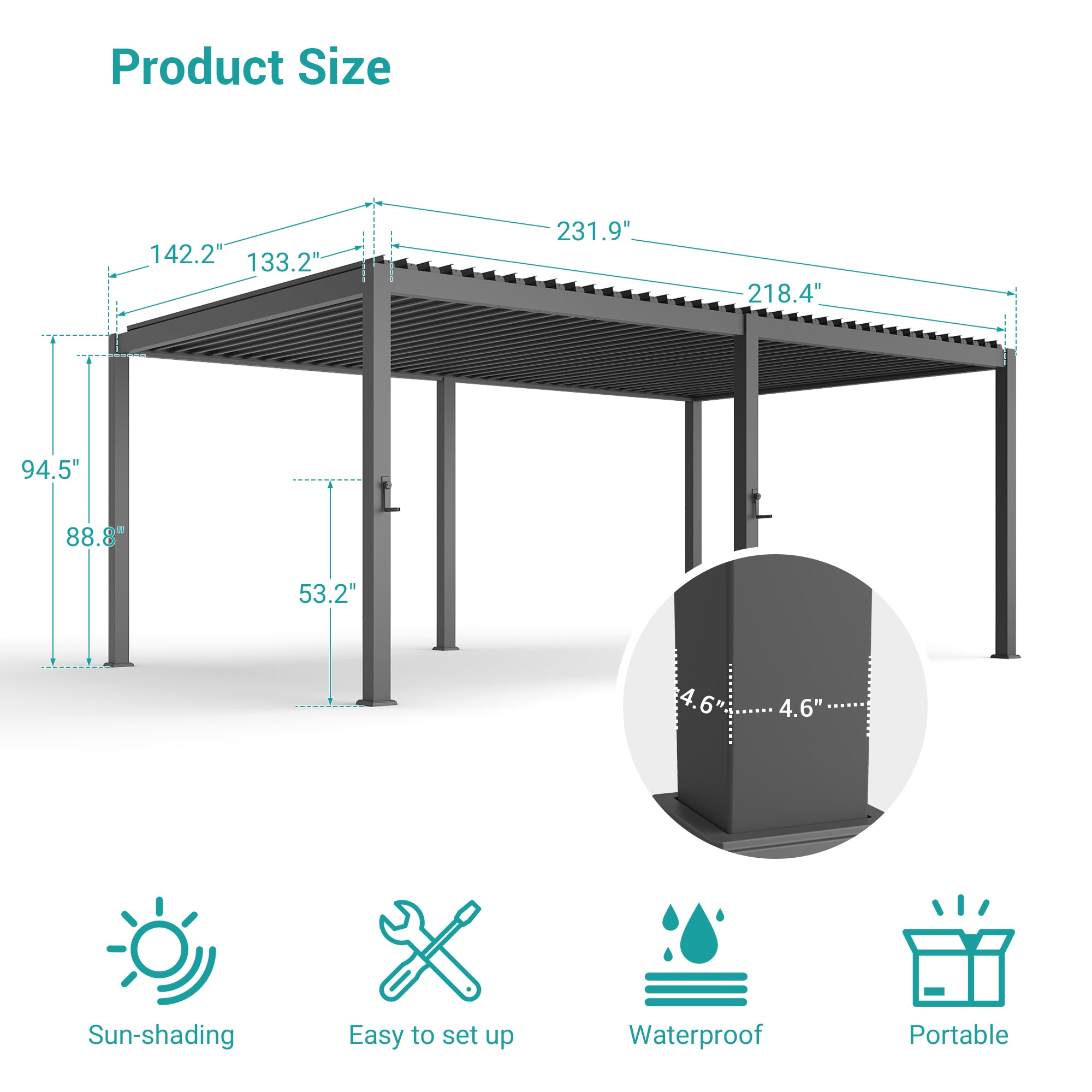 ACEGOSES LW-PLT-1220GY Pergolas-2 - View #3