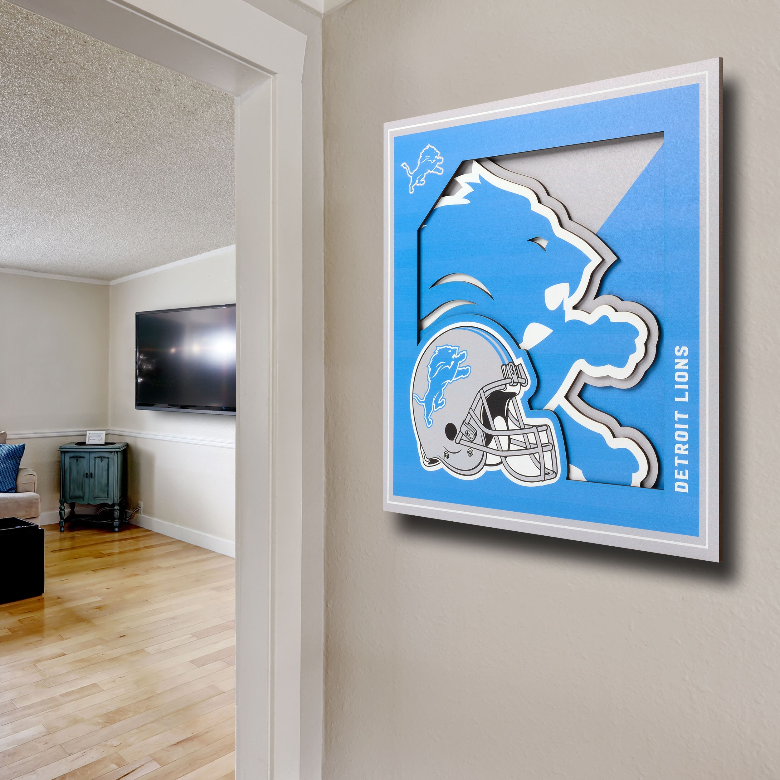 Sportula Detroit Lions Youthefan Nfl Detroit Lions Fan Cave Sign Youthefan  Team Colors Floater Frame 12.5-in H x 17-in W Sports 3D Art in the Wall Art  department at