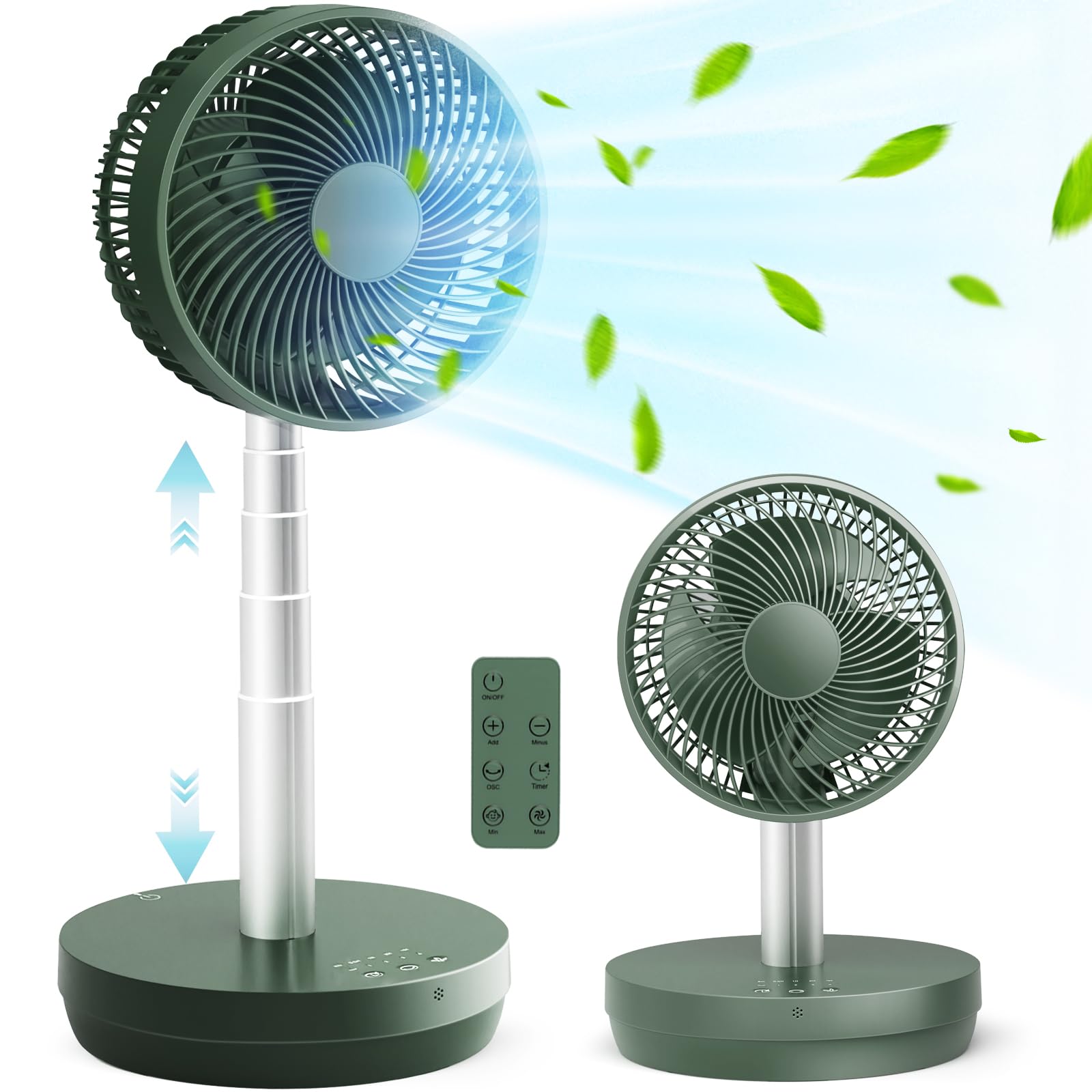 COWSAR LS53FAN03GN 8.9-in 120 -Volt High Velocity Indoor Green Oscillating Pedestal Fan with Remote Battery Included Charger Not Included