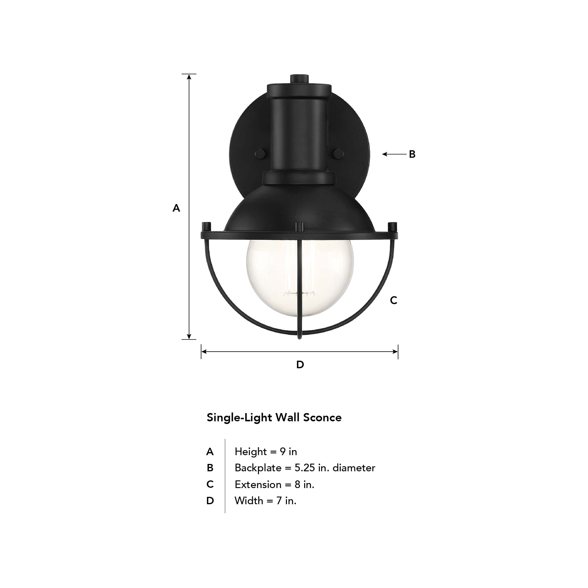 Matte Black Industrial Farmhouse Dimmable Wall Sconce