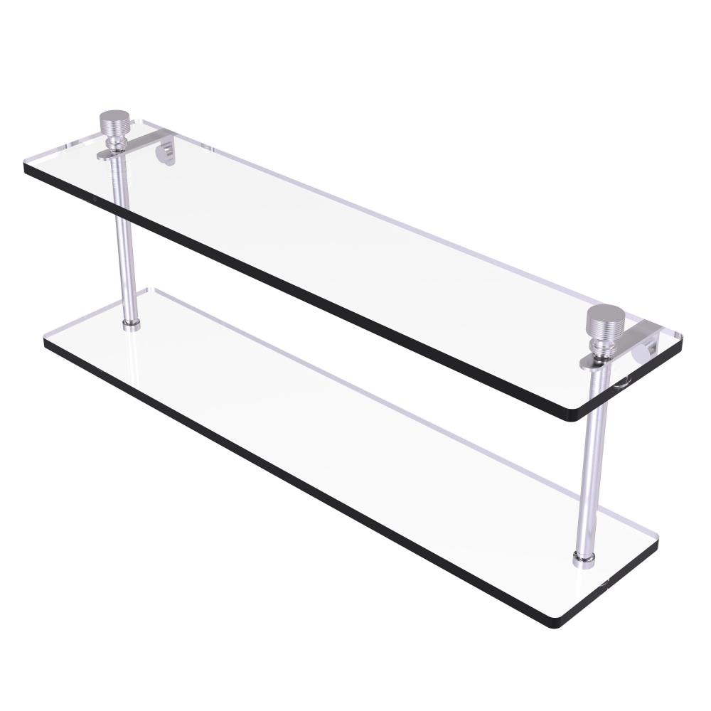 Allied Brass FT-2/22-SCH Foxtrot Satin Chrome 2 -Tier Wall mount Bathroom Shelf ( 22-in x 8-in x 5-in )