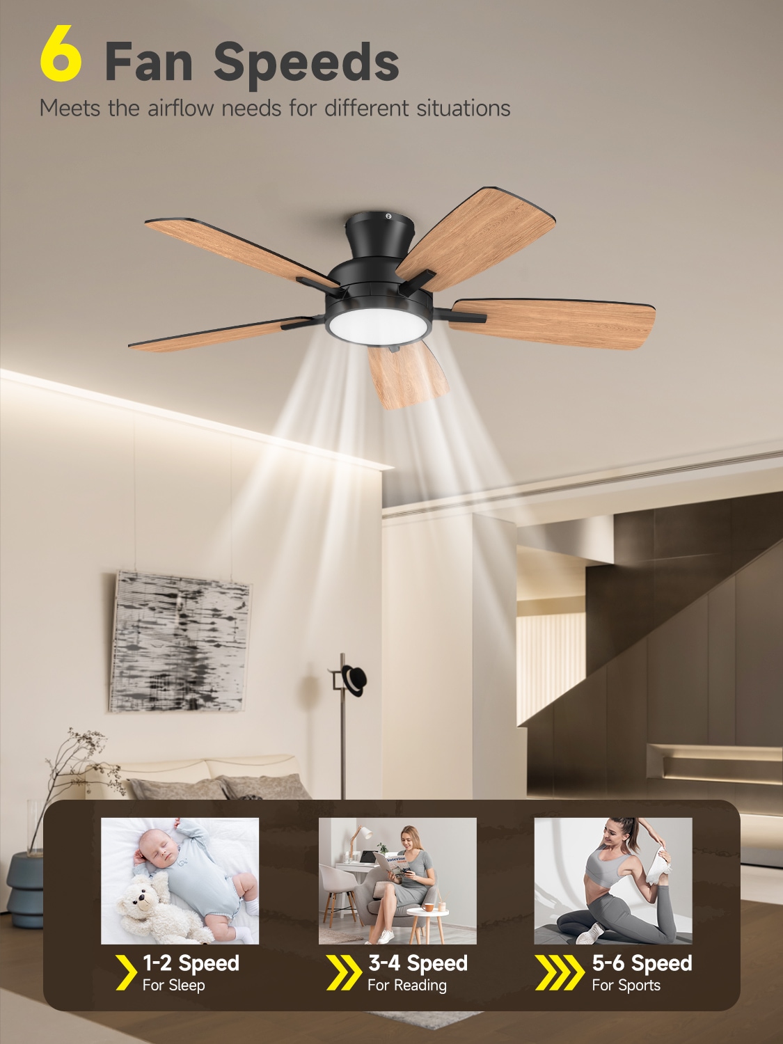 TALOYA TLY46-BK-5X-T5 Ceiling-Fans - View #5
