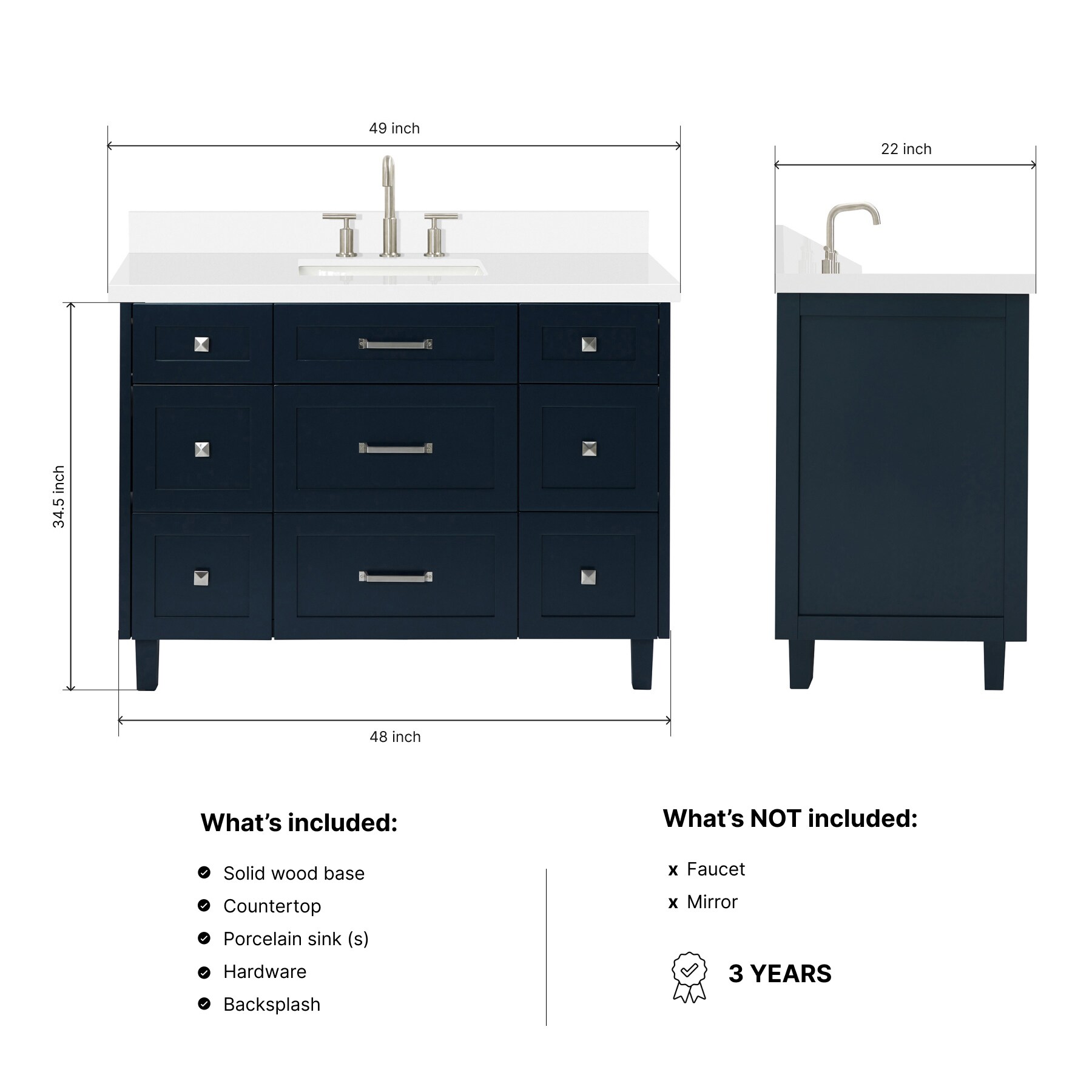 ARIEL B49WQRVOMNB Bath-Vanity-Combo - View #4