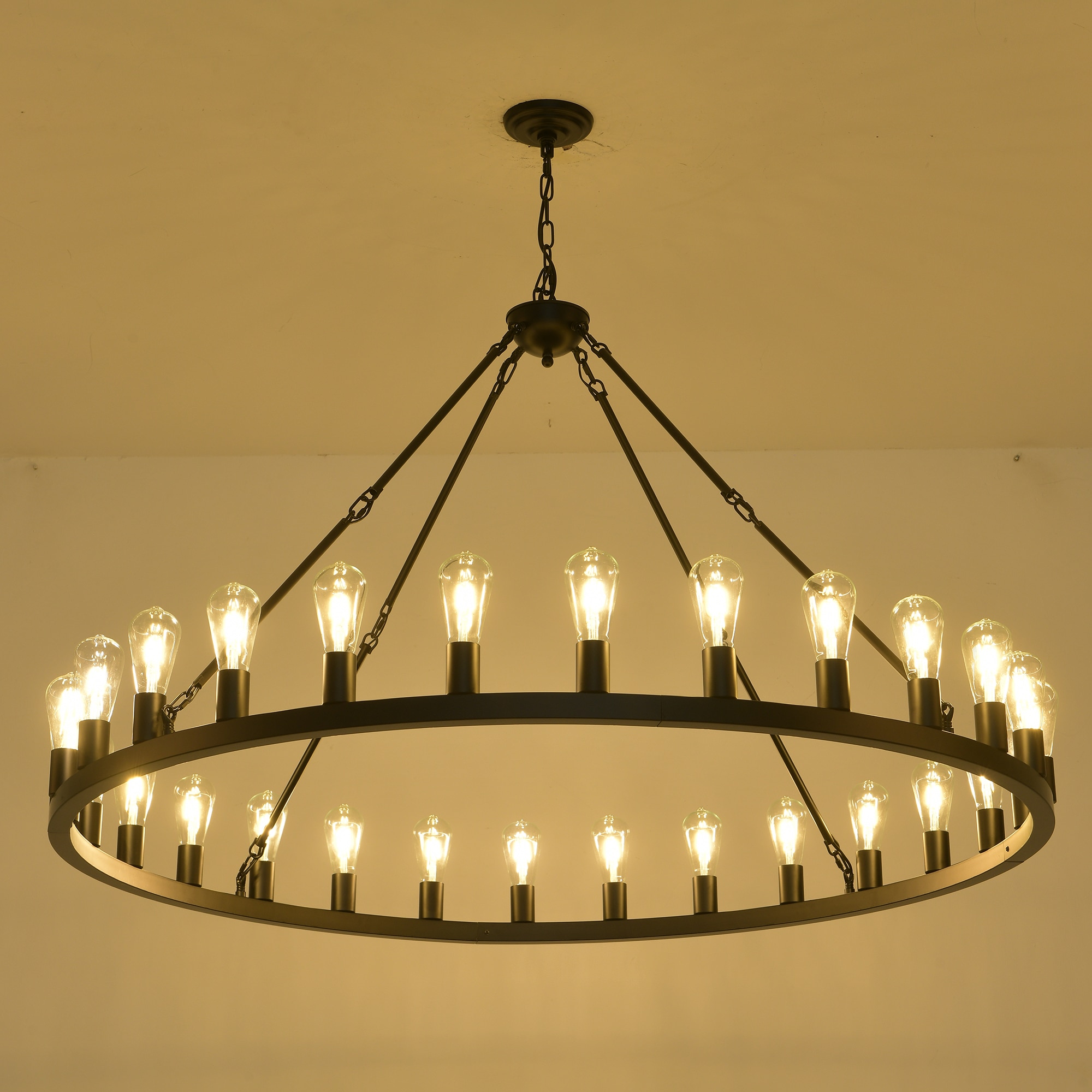Flynama 28 -Light Matte Black Metal Chandelier
