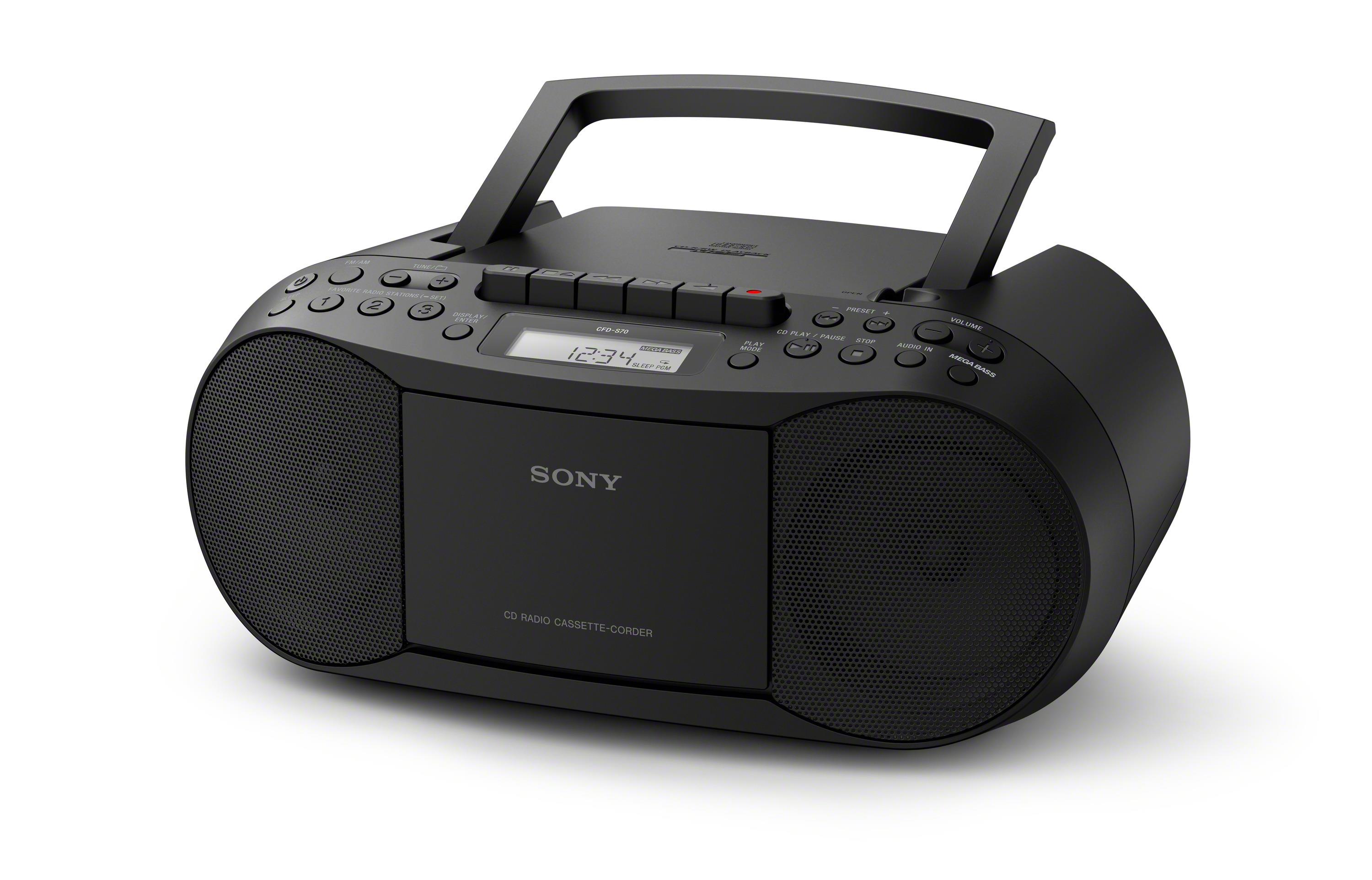 Sony Black CD Player Boombox with AM/FM Radio, Cassette Player