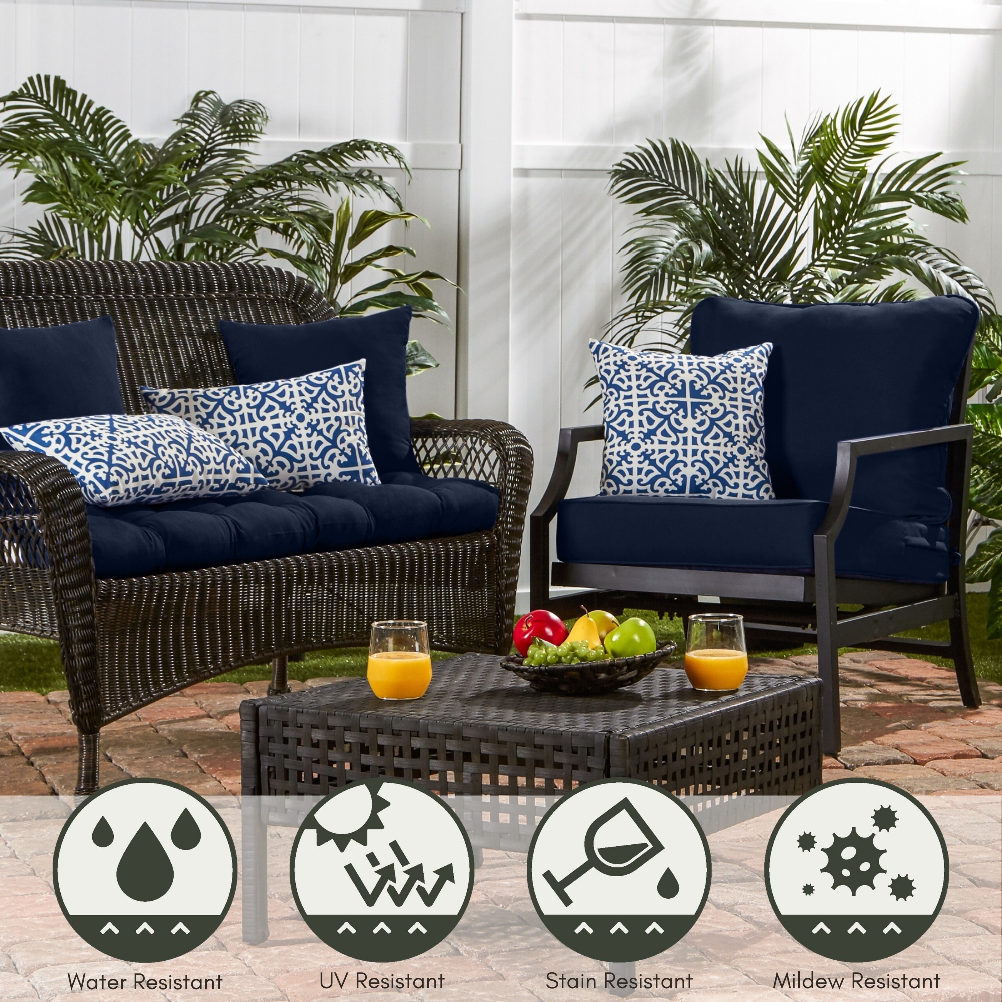 Greendale Home Fashions 24 In X 24 In 2 Piece Navy Deep Seat Patio   66387382 