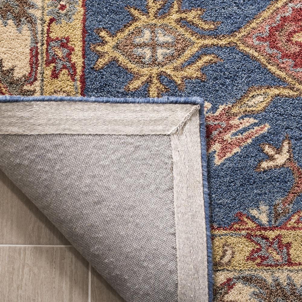 Handmade Blue and Red Wool Tufted 6' x 9' Area Rug