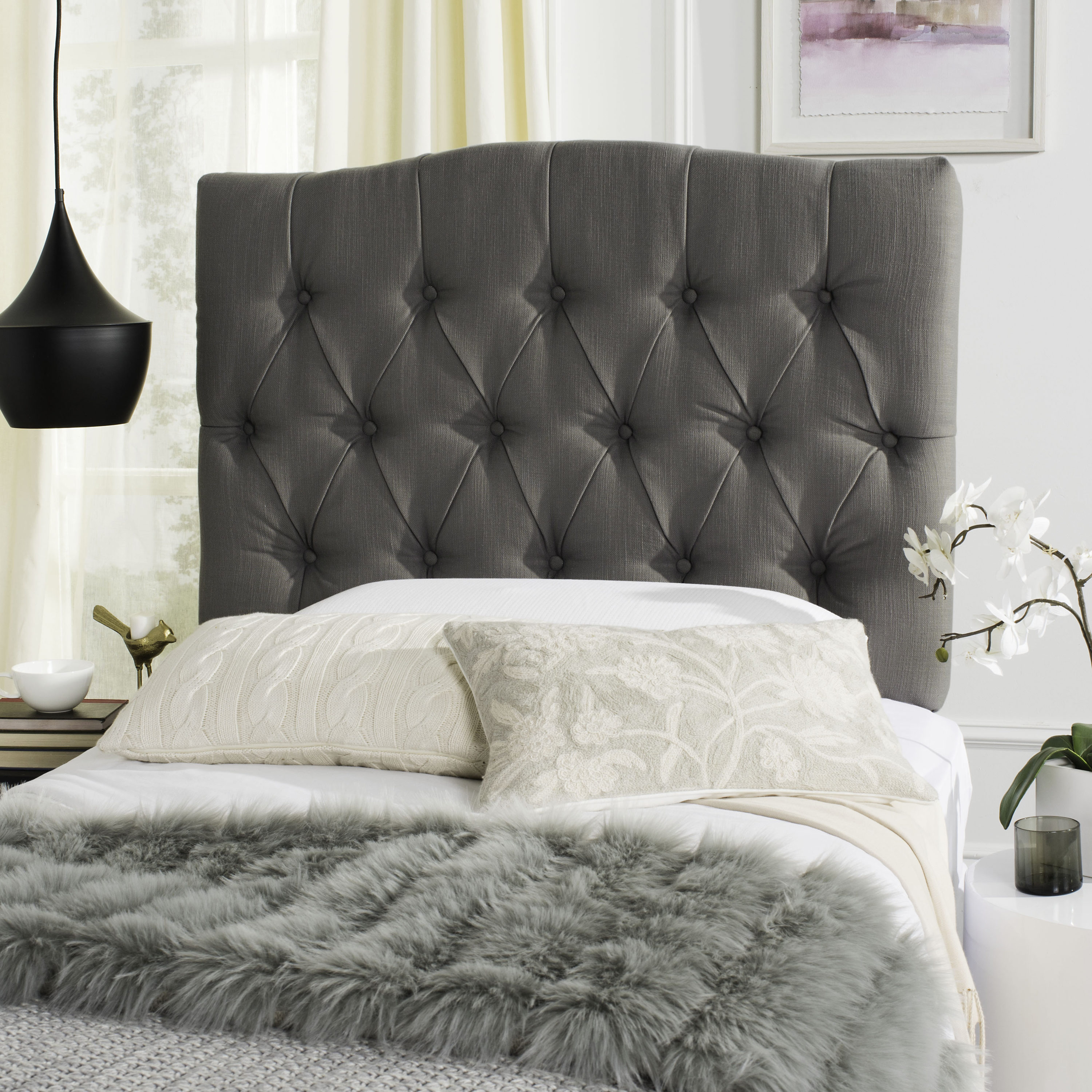 Safavieh Axel Arctic Gray Twin Synthetic Upholstered Headboard in the ...