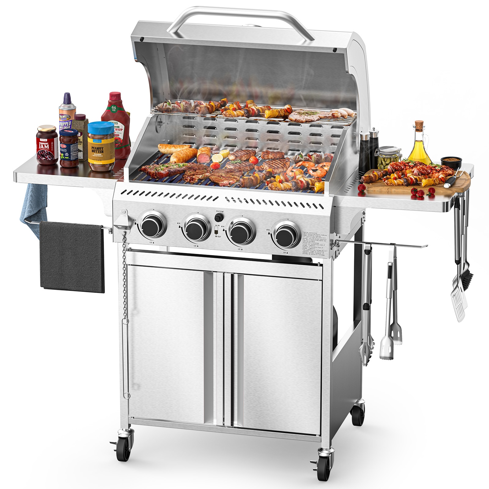 COWSAR LSG01GG41F Stainless Steel 3 -Burner Liquid Propane Gas Grill