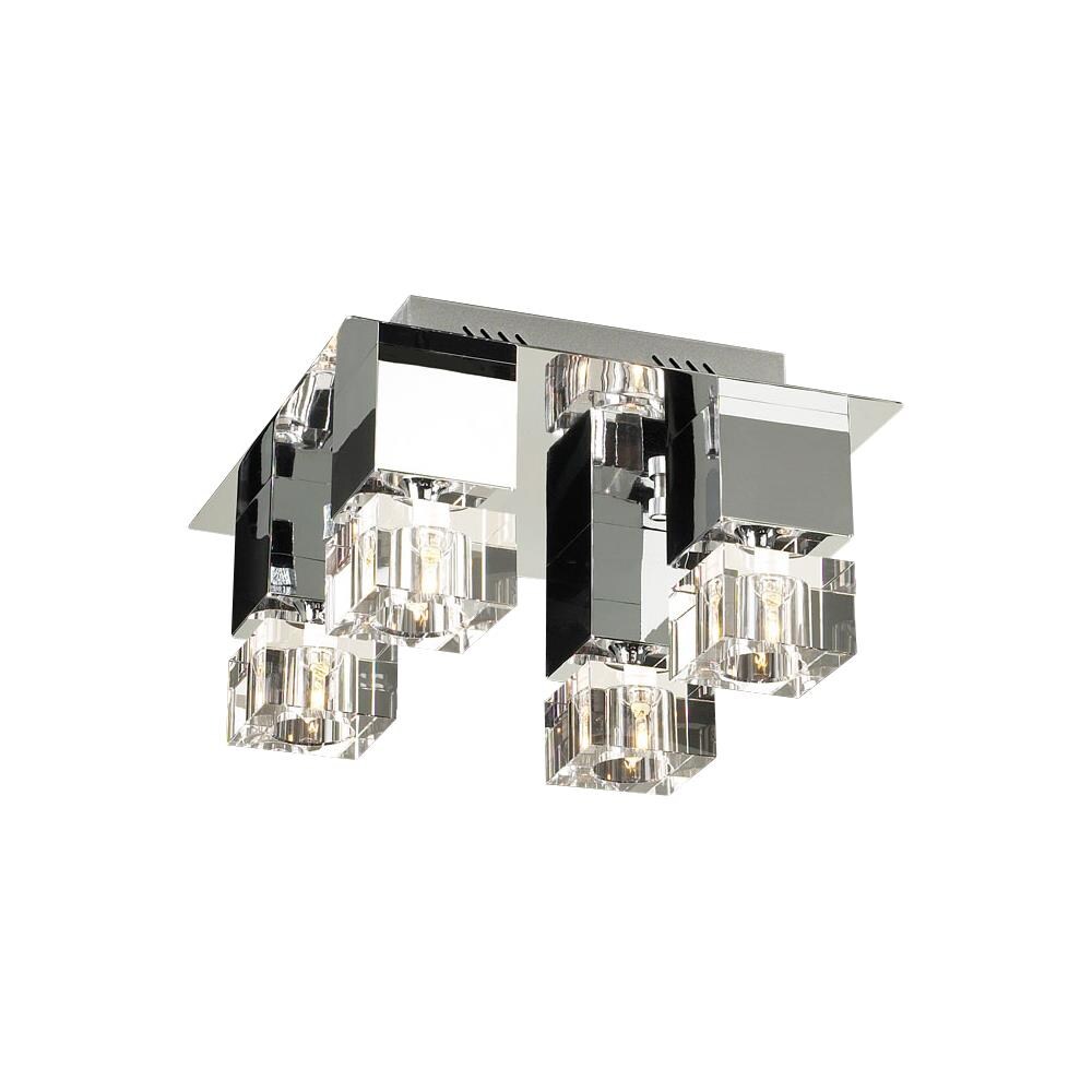 PLC Lighting 81234 PC 1-Light 14-in Polished Chrome Halogen Flush Mount Light