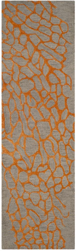 Safavieh BLM695C-28 Blossom Alicia 2 x 8 (ft) Hooked Synthetic Gray/Orange Rectangular Indoor Floral/Botanical Runner rug