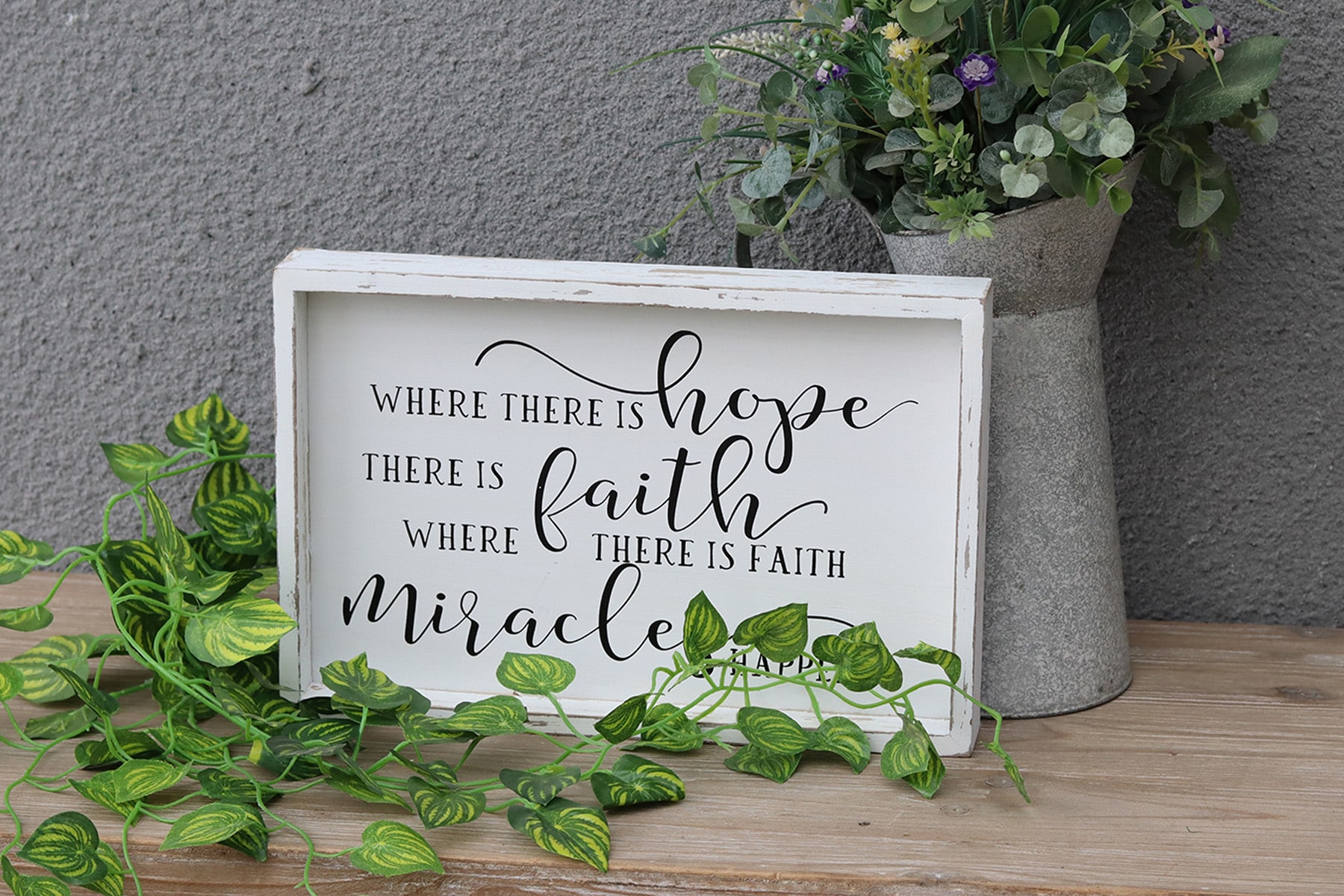 Parisloft White Wood Framed 7.875-in H x 11.875-in W Inspirational Sign ...
