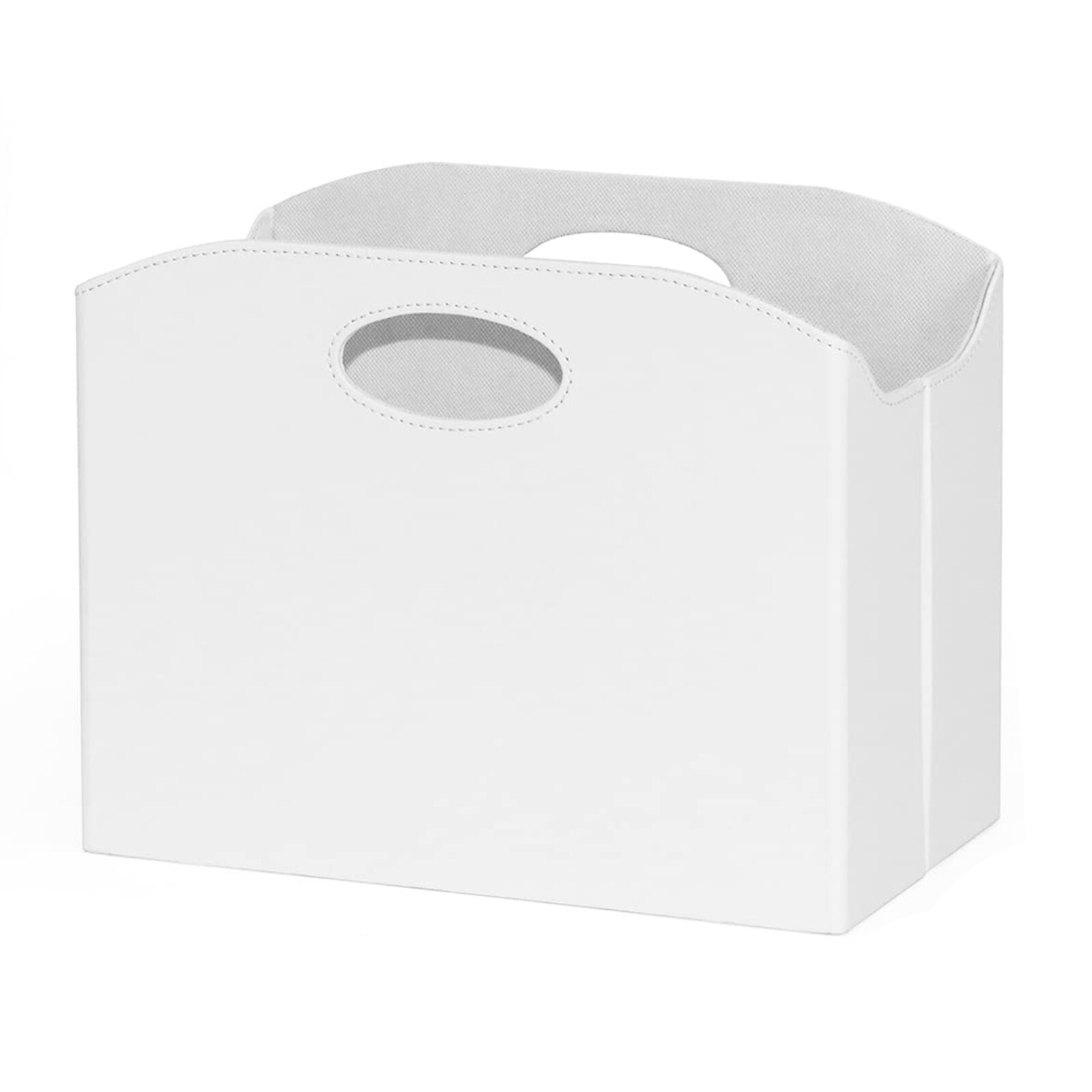 Etokfoks -  White PU Leather 13 8 in x 7 5 in Magazine Rack Foldable Basket File Holder Floor Sto...