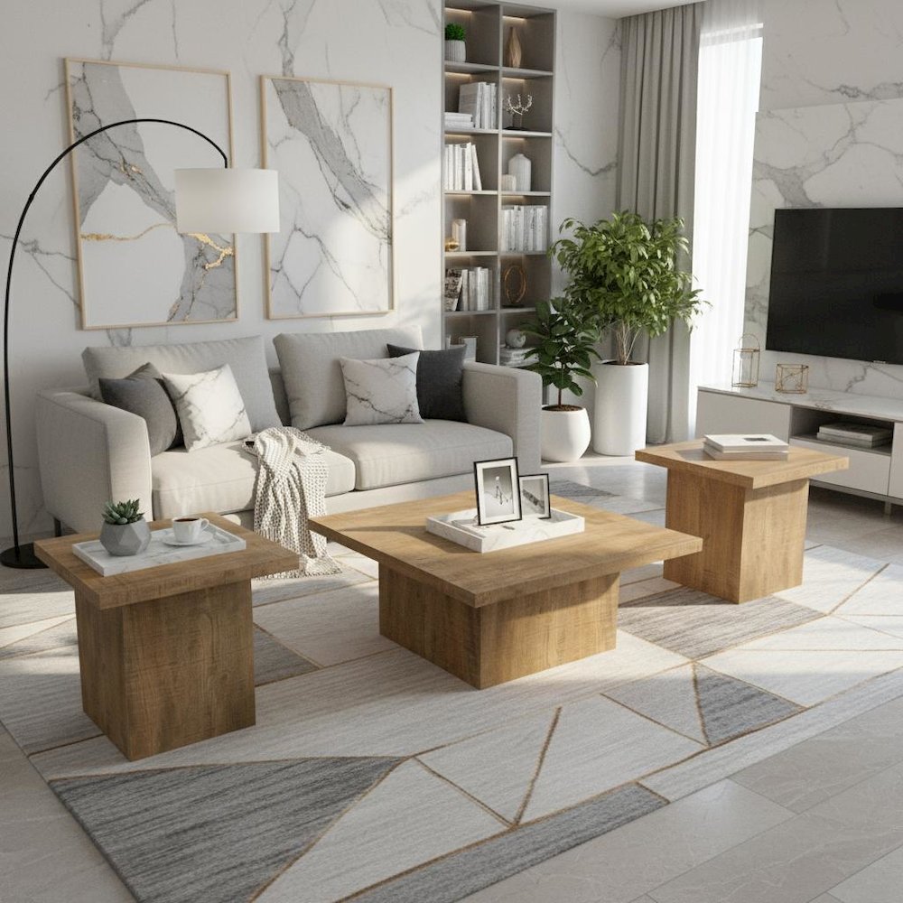 FurniFact BO3942162WHT Accent-Table-Sets - View #2