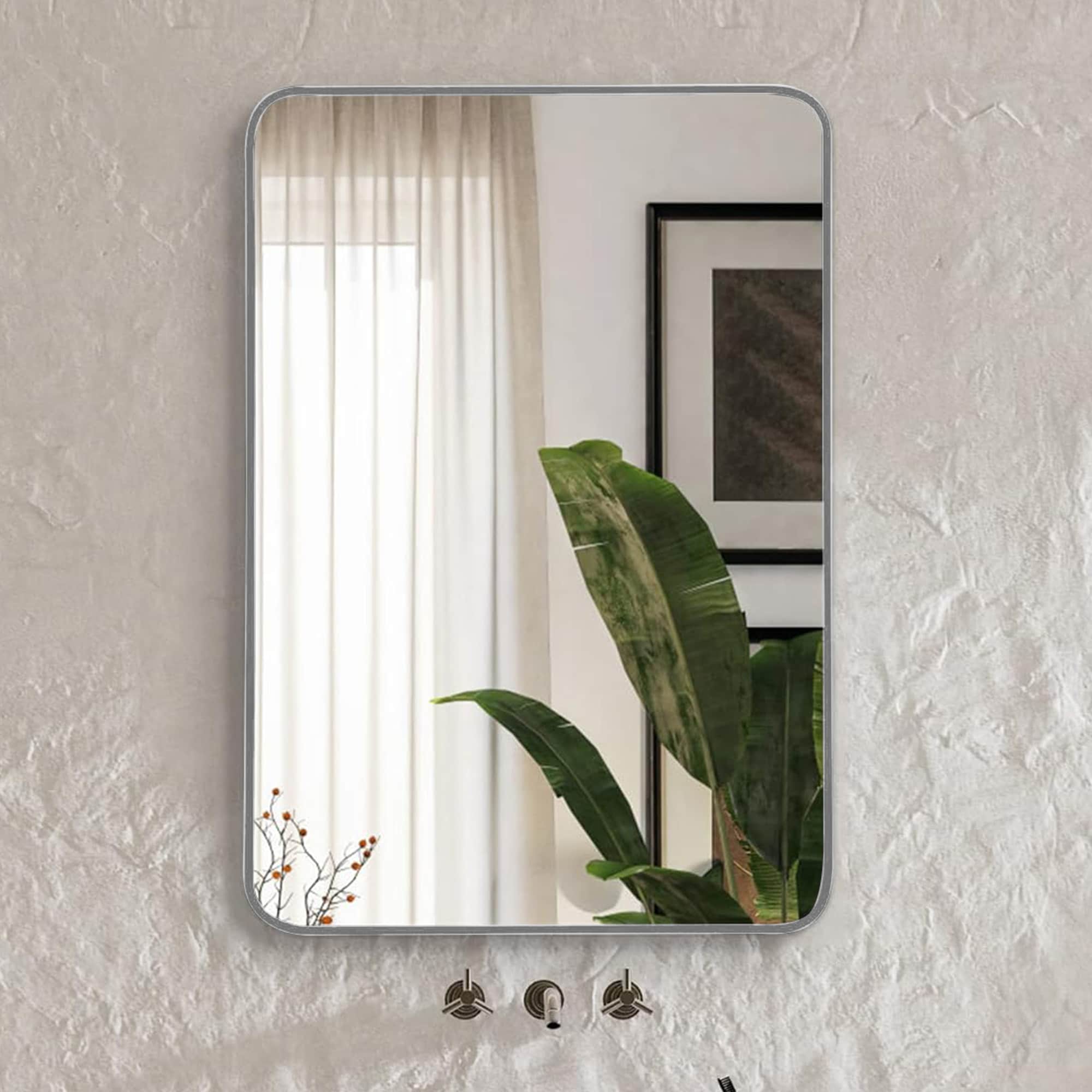 ToolCat BZ-2-7-JYG 22-in x 30-in Framed Rectangle Tilting Bathroom Vanity Mirror ( Sliver )