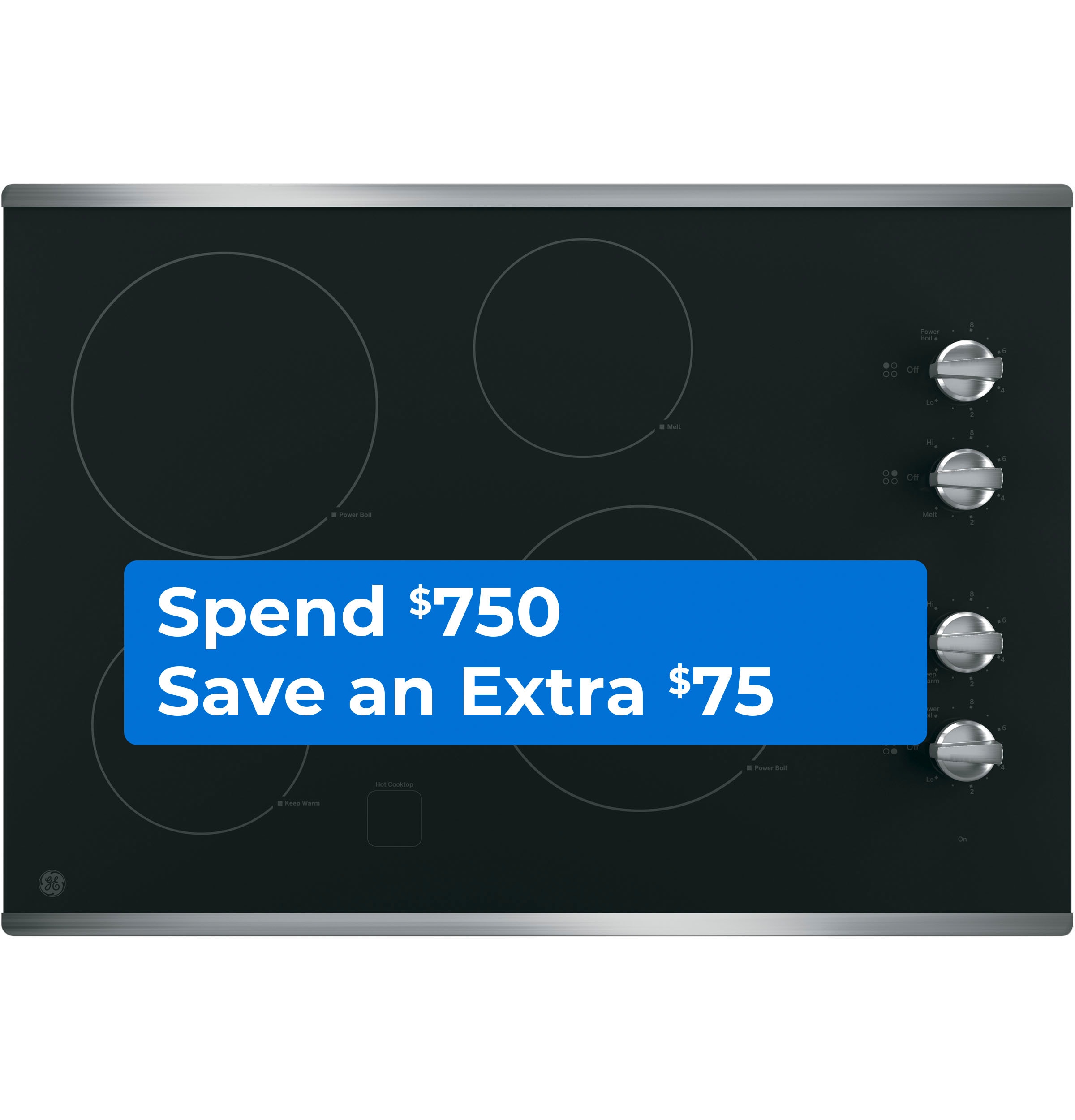 GE 30-in 4 Burners Smooth Surface (Radiant) Stainless Steel Electric  Cooktop in the Electric Cooktops department at
