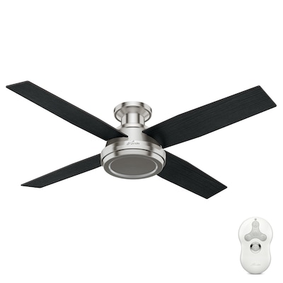 Hunter Dempsey 52 In Brushed Nickel Indoor Flush Mount Ceiling Fan With Remote 4 Blade The Fans Department At Com - Flush Mount Ceiling Fan Without Light White