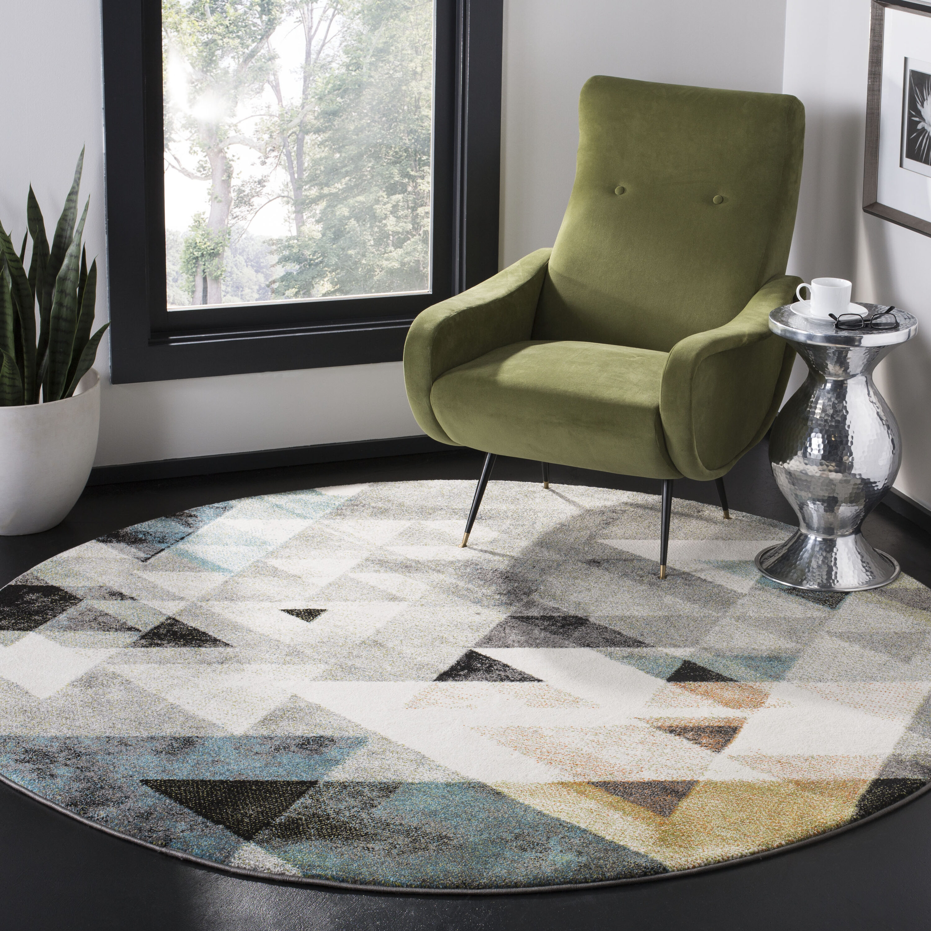 Safavieh PRL6938C-7R Porcello 6938C Grey Blue 7 x 7 Round Area rug