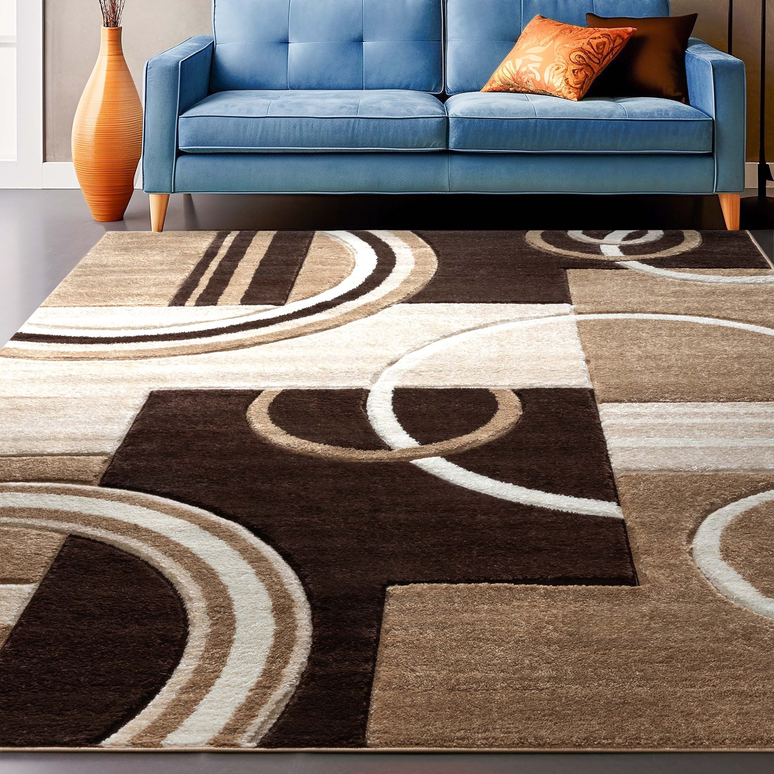 Well Woven 600124 4 x 6 (ft) Loomed Polypropylene Ivory Rectangular Indoor Abstract Mid-Century Modern Area rug
