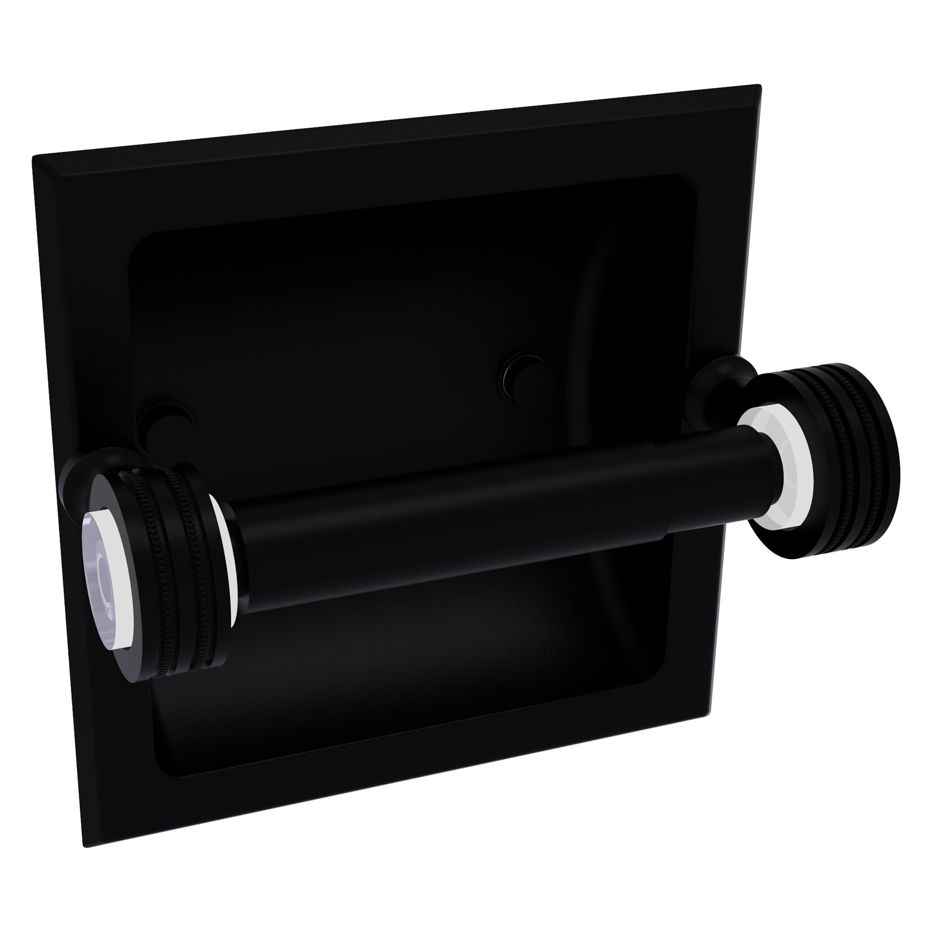 Allied Brass PG-24CD-BKM Pacific Grove Matte Black Recessed Double post Toilet Paper Holder 1 -Rolls with Storage