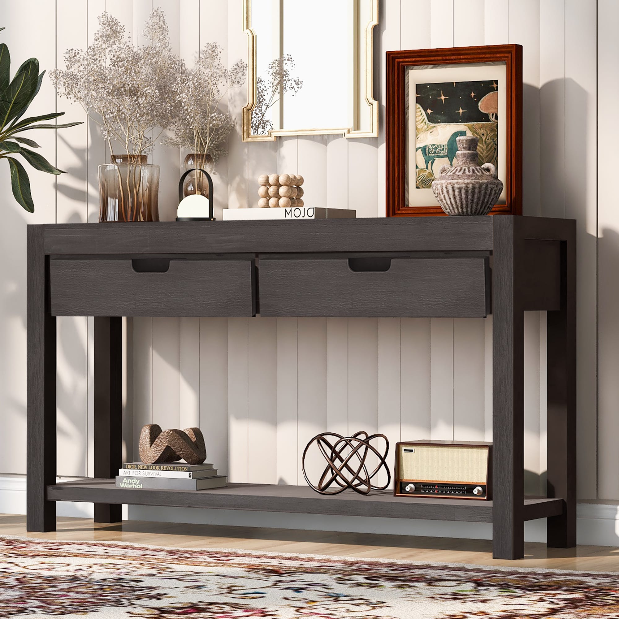 ModernLuxe N711P171693D Console Table Entryway Table for Hallway Living Room with 2 Drawers and 1 Shelf