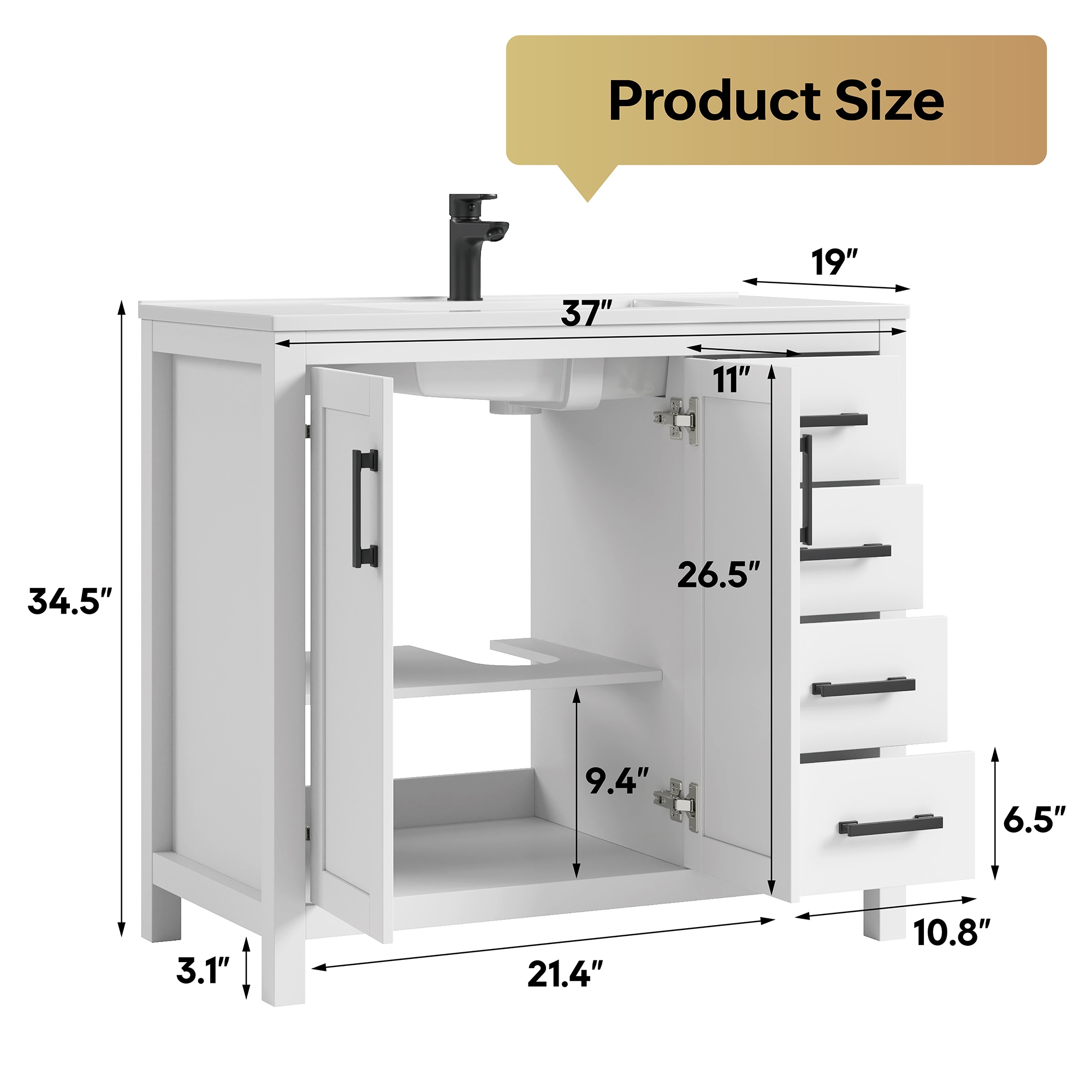 DELUXE LIVING V24033KD-36W Bath-Vanity-Combo - View #4