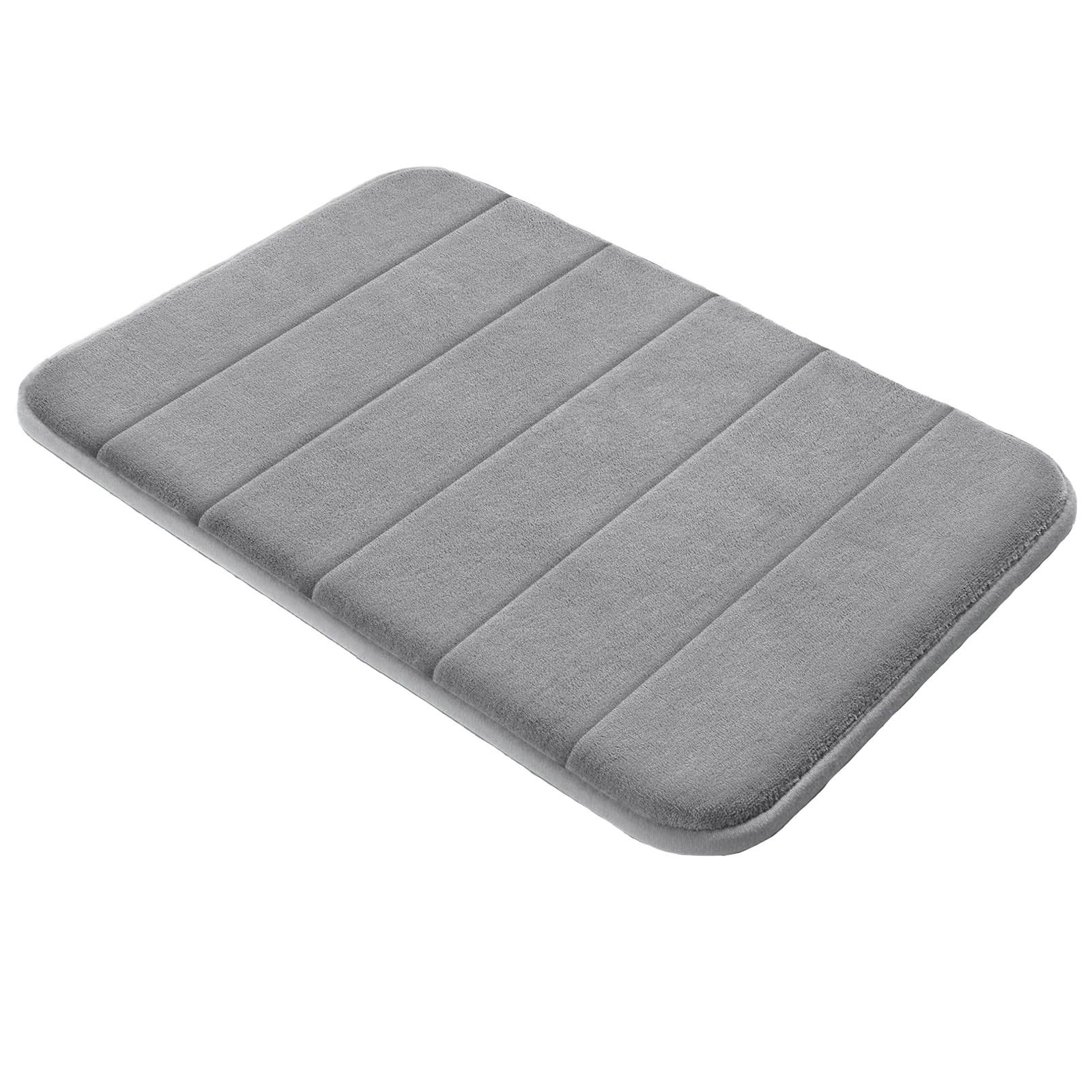 Etokfoks  memory foam bath mat 24 x 17 in grey super soft coral velvet absorbent non slip quick dry machine washable bathroom rug