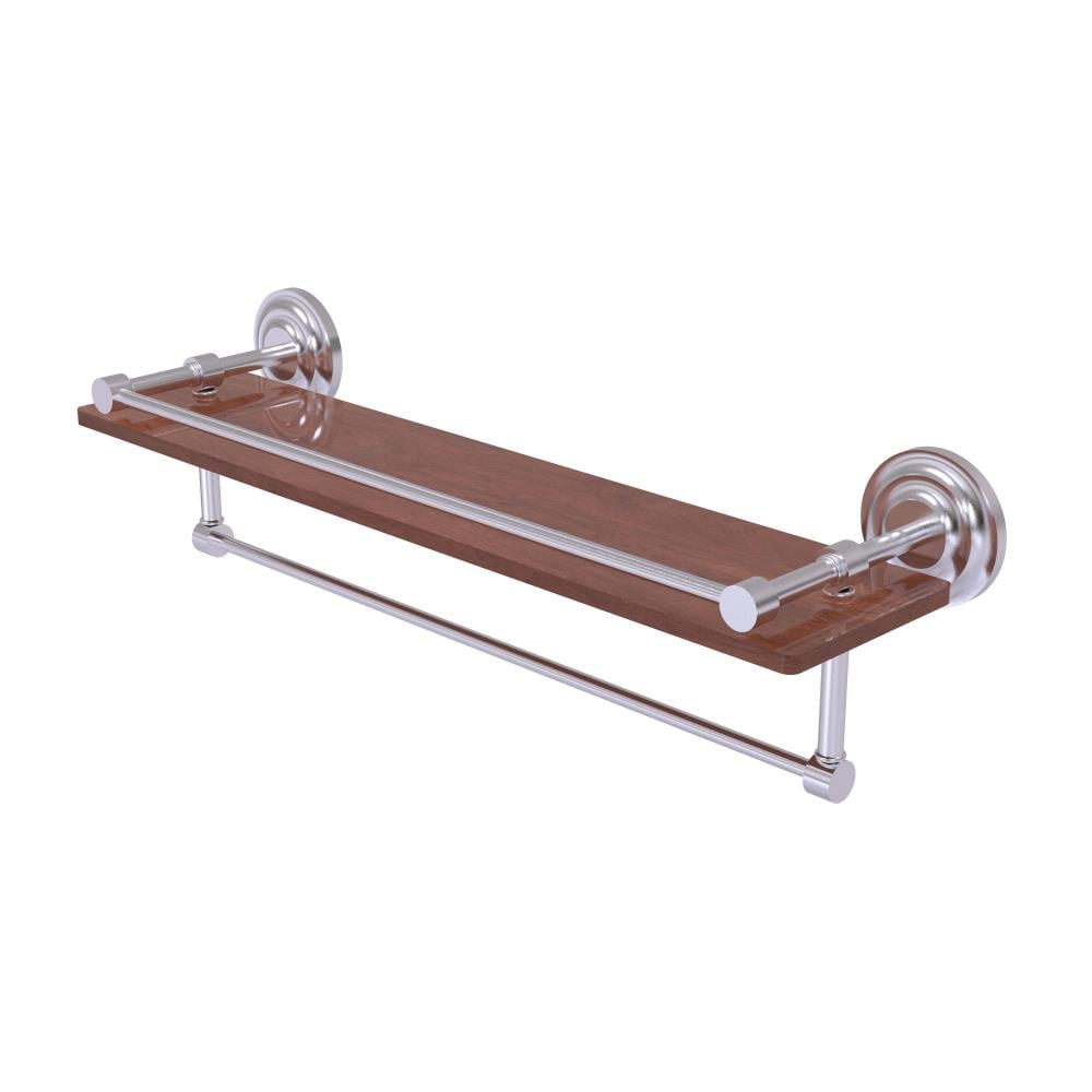 Allied Brass QN-1TB-22-GL-IW-SCH Que New Satin Chrome Wall mount Bathroom Shelf ( 22-in x 5-in x 5-in )