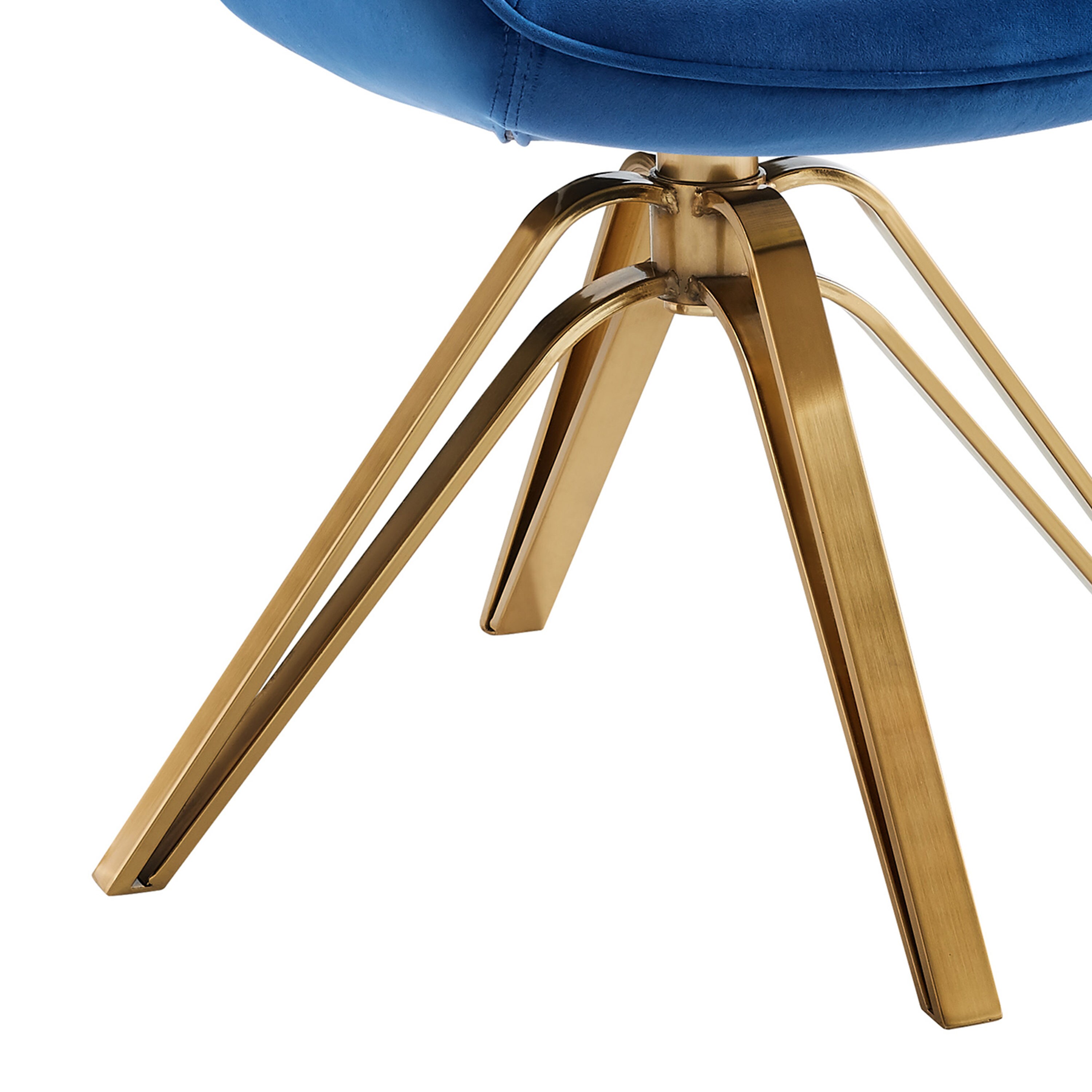 Mazarine Striated Quilted Swivel Accent Chair with Gold Metal Base