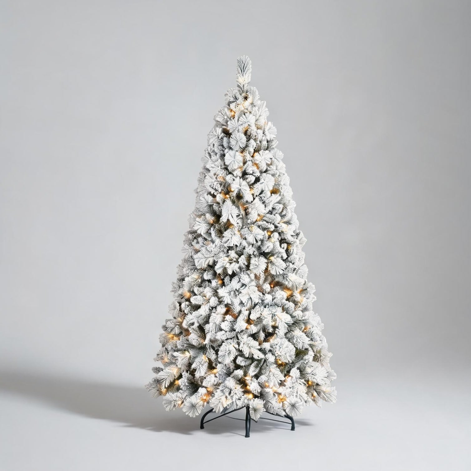 SunJet White-Toned 4-Foot Flocked Fir with Mixed PVC and Hard Needle Tips for Indoor Holiday Display