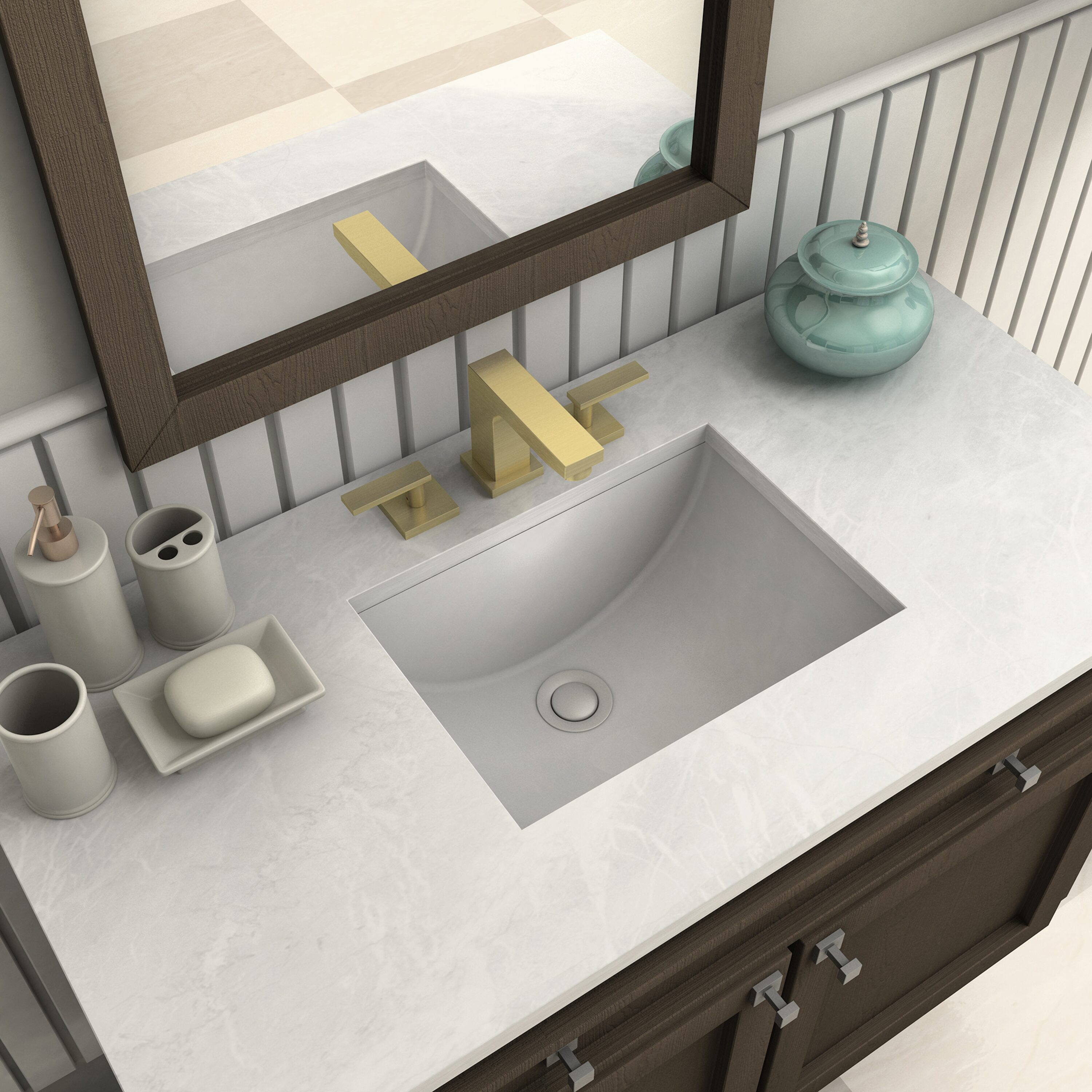 Contemporary Crystal Bay Polished Gold Bathroom Faucet