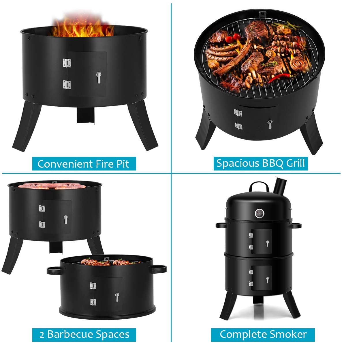 tidligere lunken bjærgning FUFU&GAGA Charcocal Grill 17-in W Black Barrel Charcoal Grill in the  Charcoal Grills department at Lowes.com