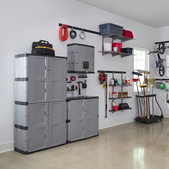 Rubbermaid Plastic Freestanding Garage Cabinet in Gray (36-in W x 72-in H x  18-in D) in the Garage Cabinets department at