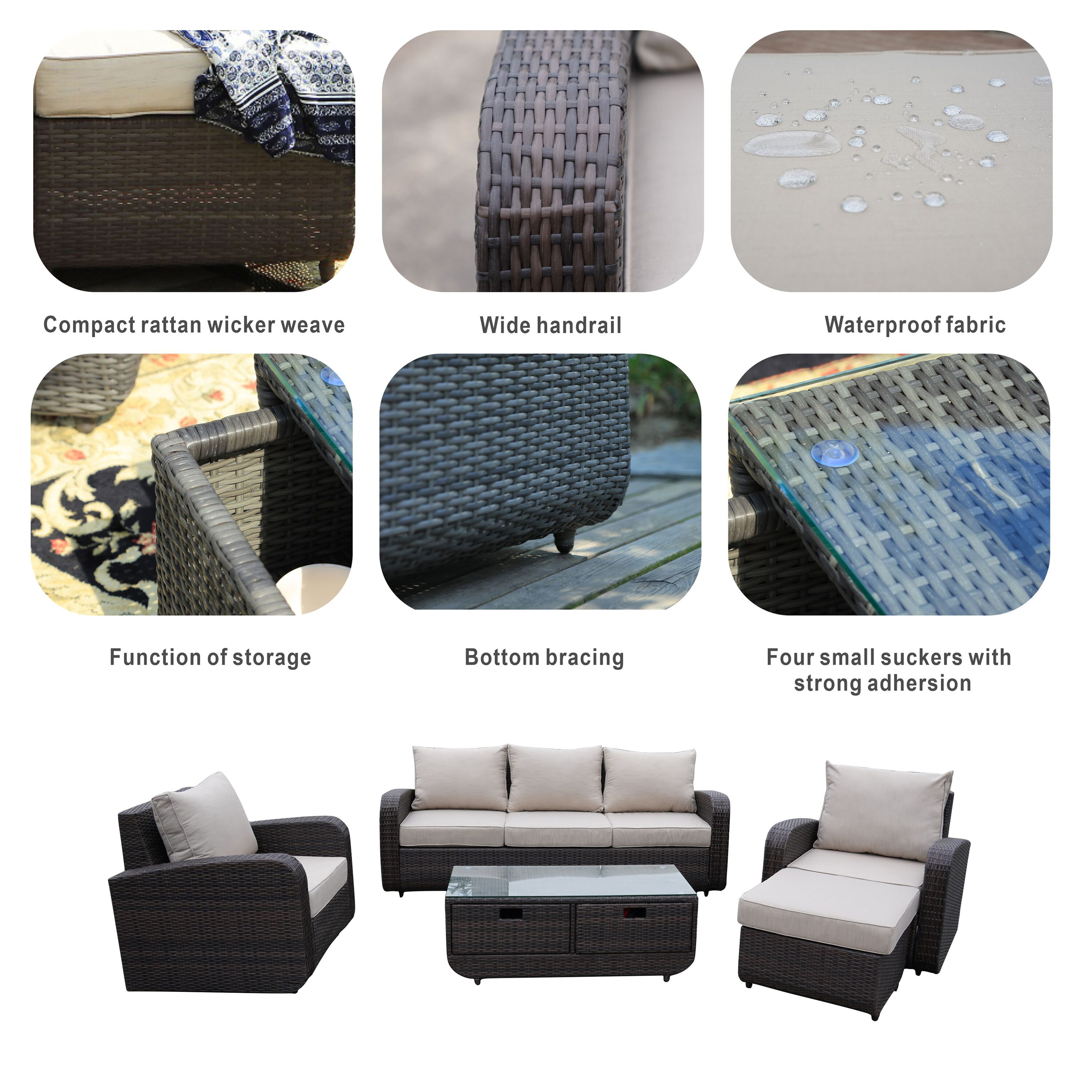 Moda Furnishings CMAS-1515-GR Patio-Conversation-Sets - View #8